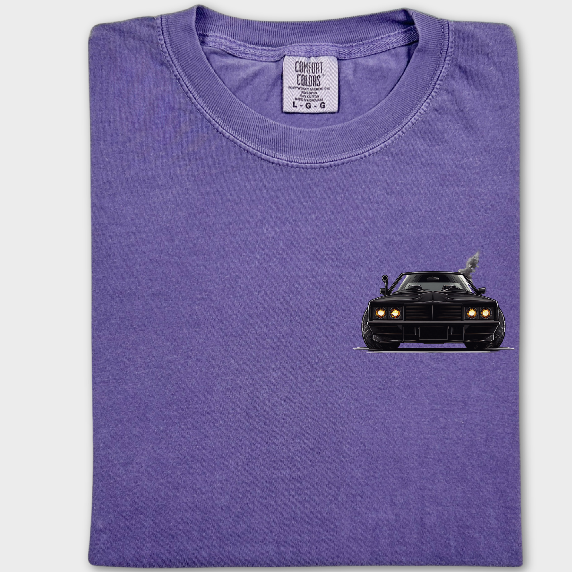 Retro Cute Cat Graphic Black Grand National Premium T-Shirt in Grape