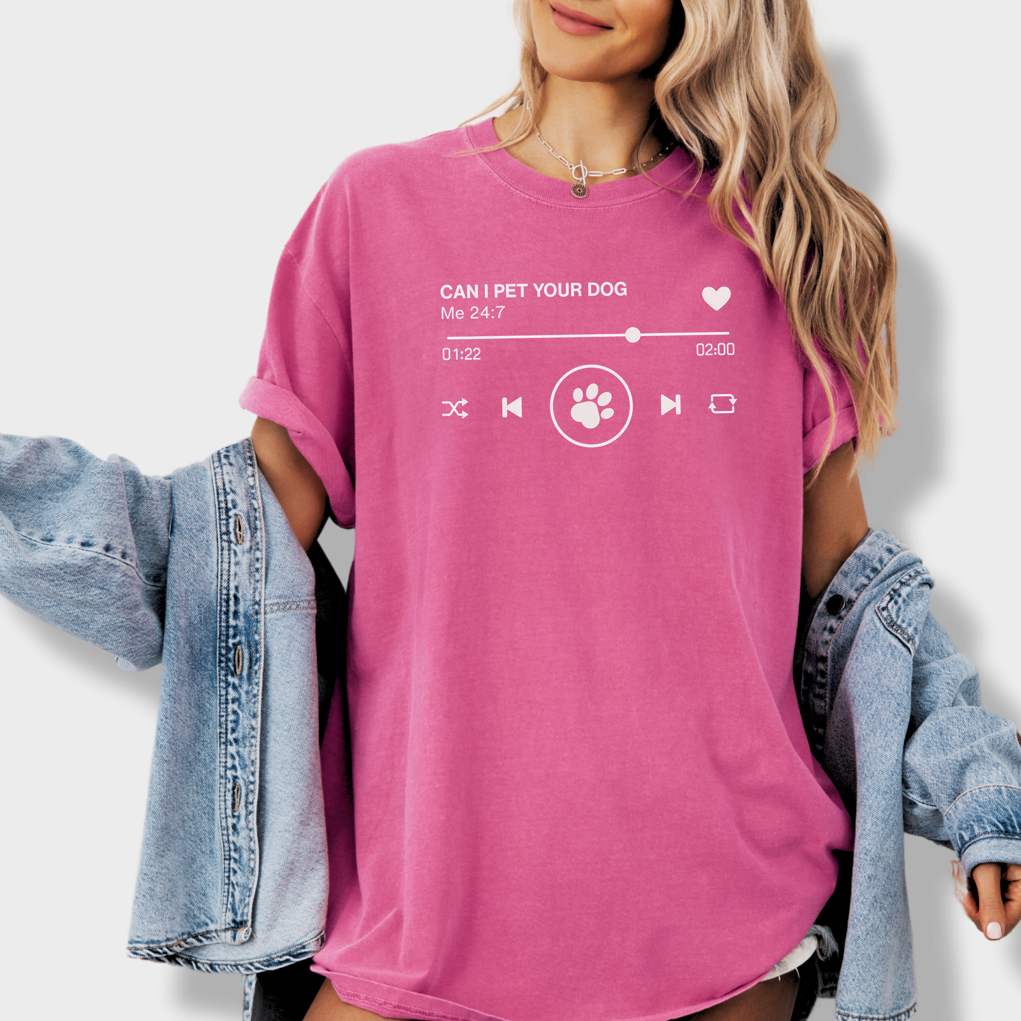 Minimalist Can I Pet Your Dog Digital Player Dog Graphic Comfort Colors T-Shirt in Crunchberry-T-Shirt-Crunchberry-Fetch N Found