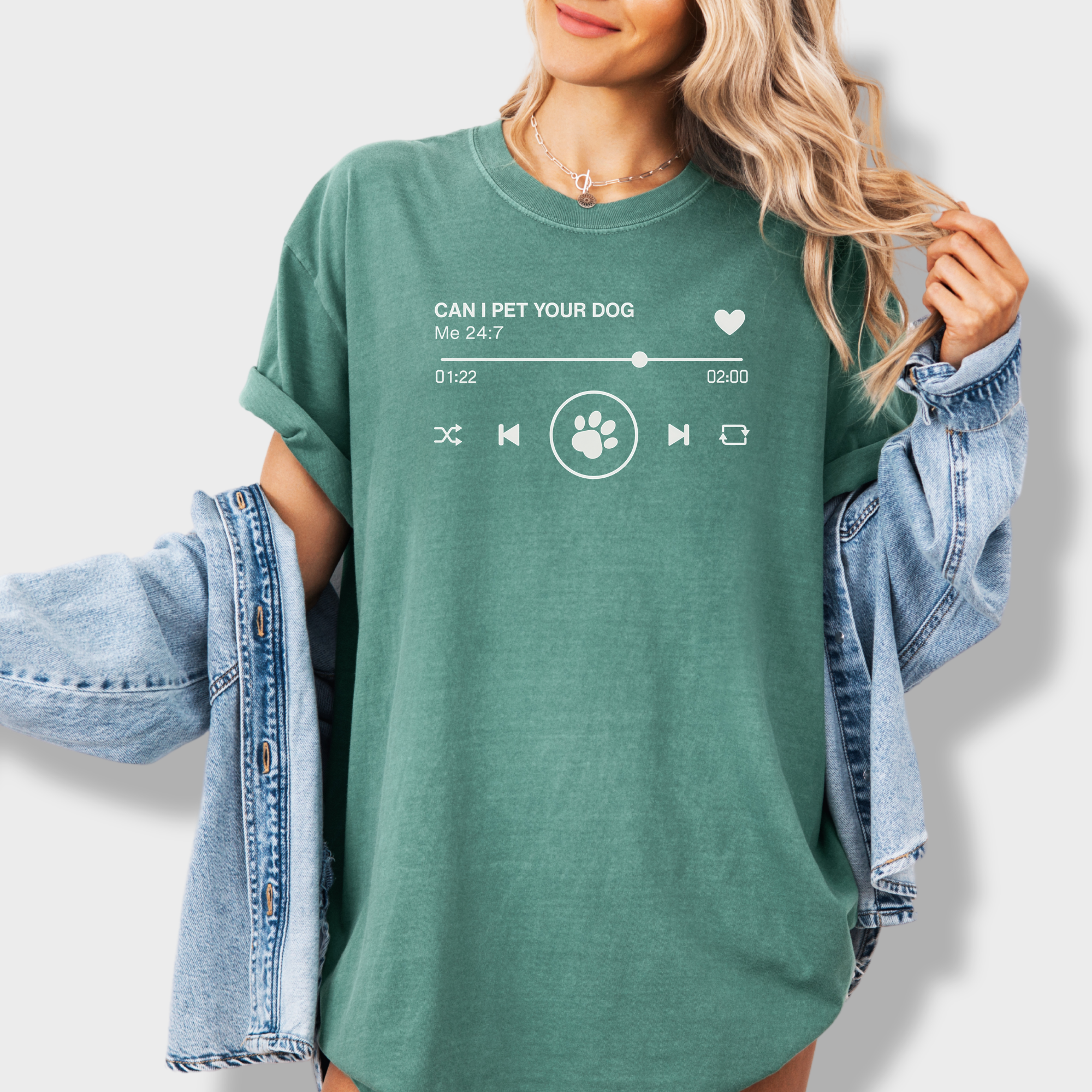 Minimalist Can I Pet Your Dog Digital Player Dog Graphic Comfort Colors T-Shirt in Light Green-T-Shirt-Light Green-Fetch N Found