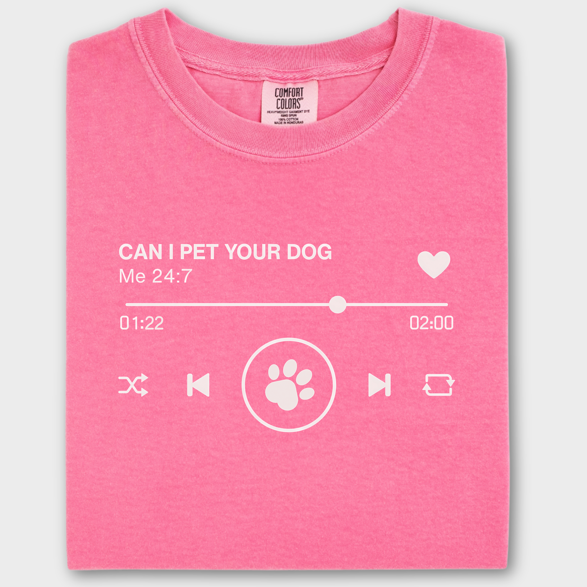 Minimalist Can I Pet Your Dog Digital Player Dog Graphic Comfort Colors T-Shirt in Crunchberry-T-Shirt-Crunchberry-Fetch N Found