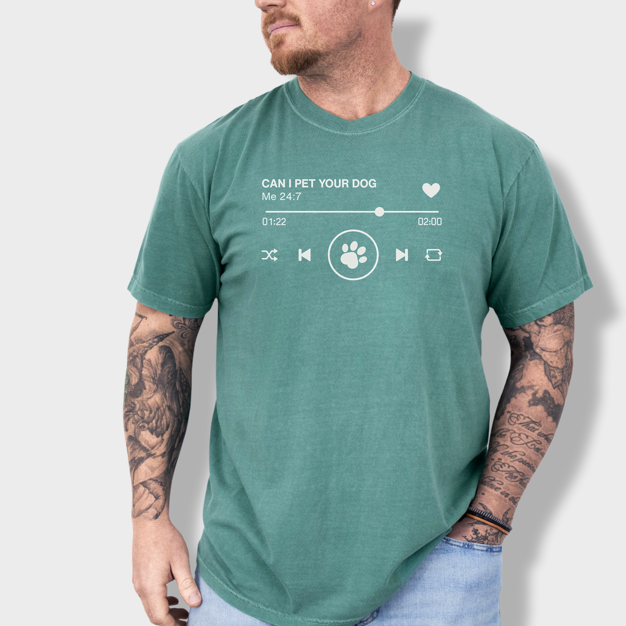 Minimalist Can I Pet Your Dog Digital Player Dog Graphic Comfort Colors T-Shirt in Light Green-T-Shirt-Light Green-Fetch N Found