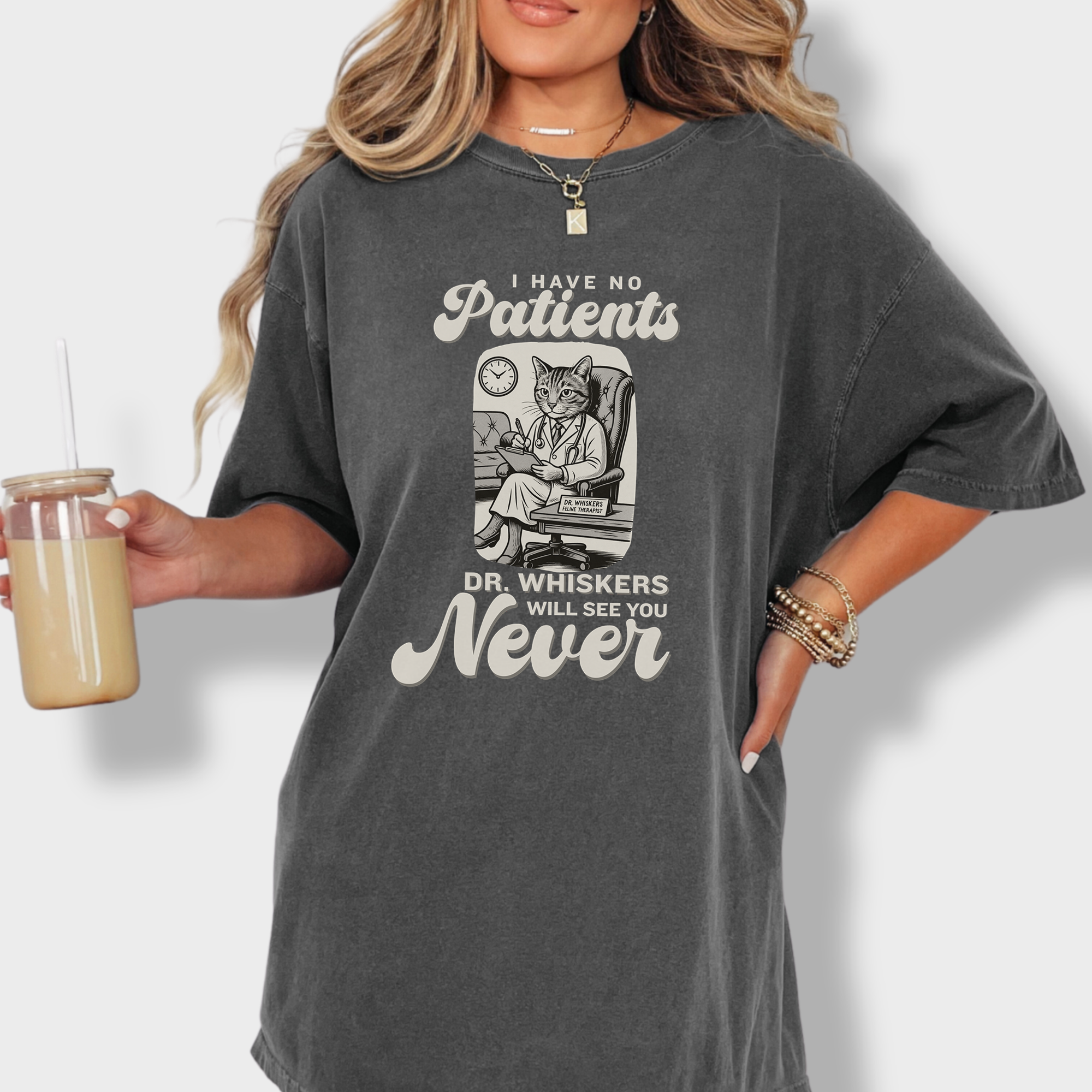 Retro I Have No Patients Cat Graphic Comfort Colors T-Shirt in Pepper-T-Shirt-Fetch N Found