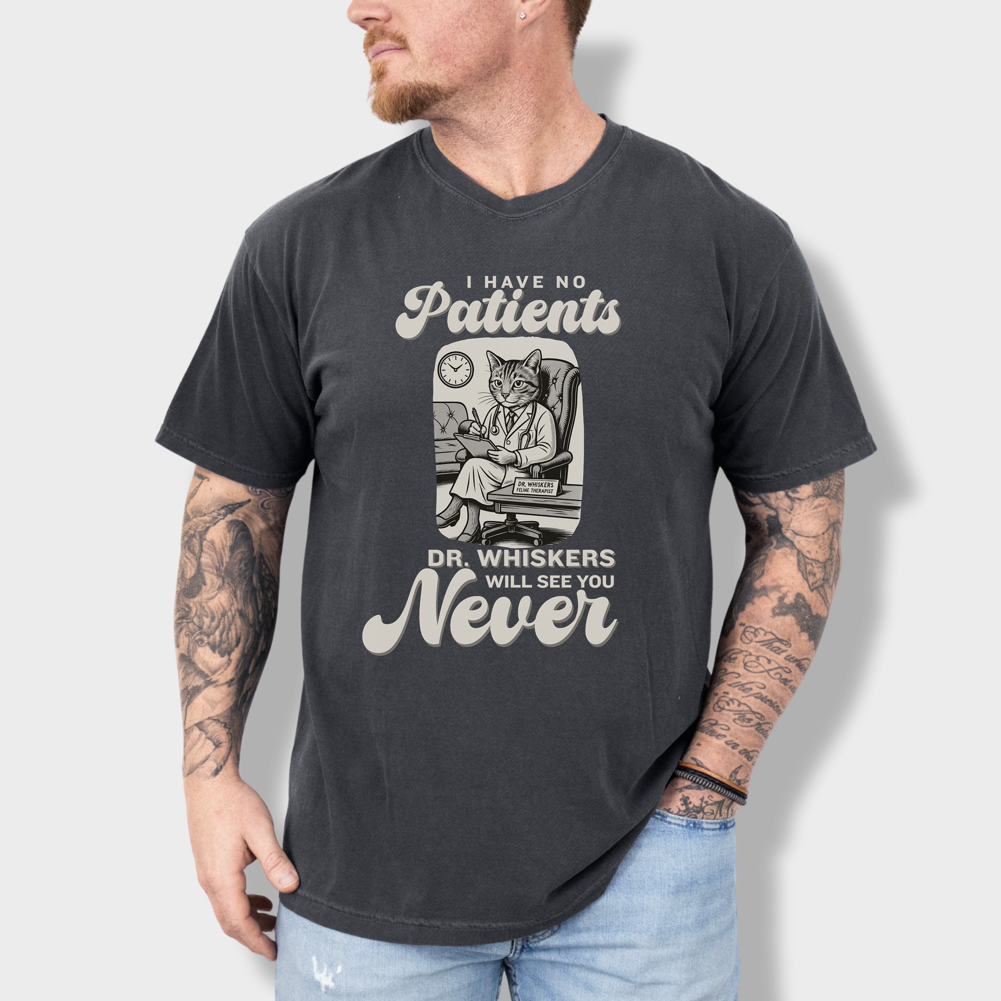 Retro I Have No Patients Cat Graphic Comfort Colors T-Shirt in Pepper-T-Shirt-Fetch N Found