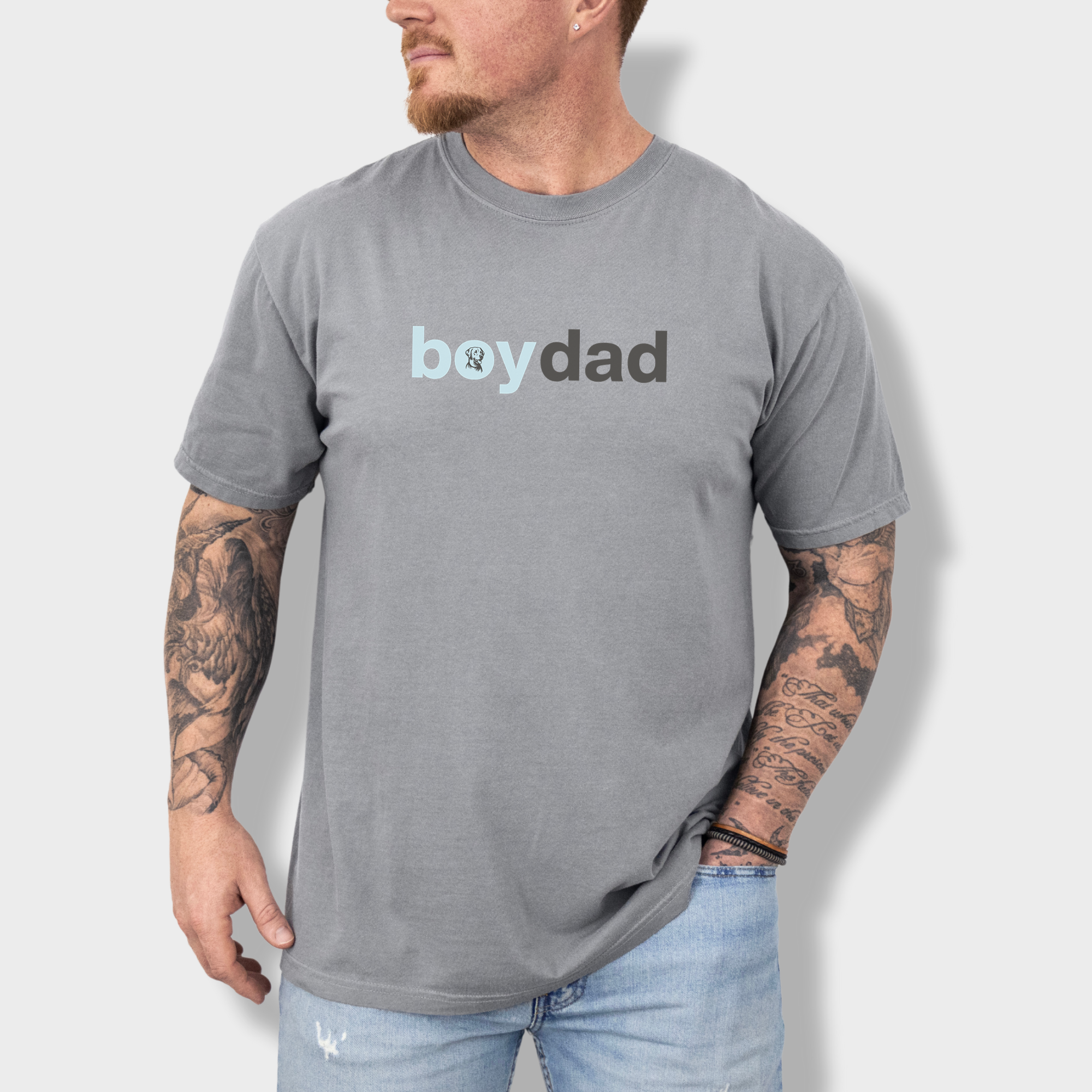 Artistic Boy Dog Dad Dog Text Comfort Colors T-Shirt in Grey-Fetch N Found