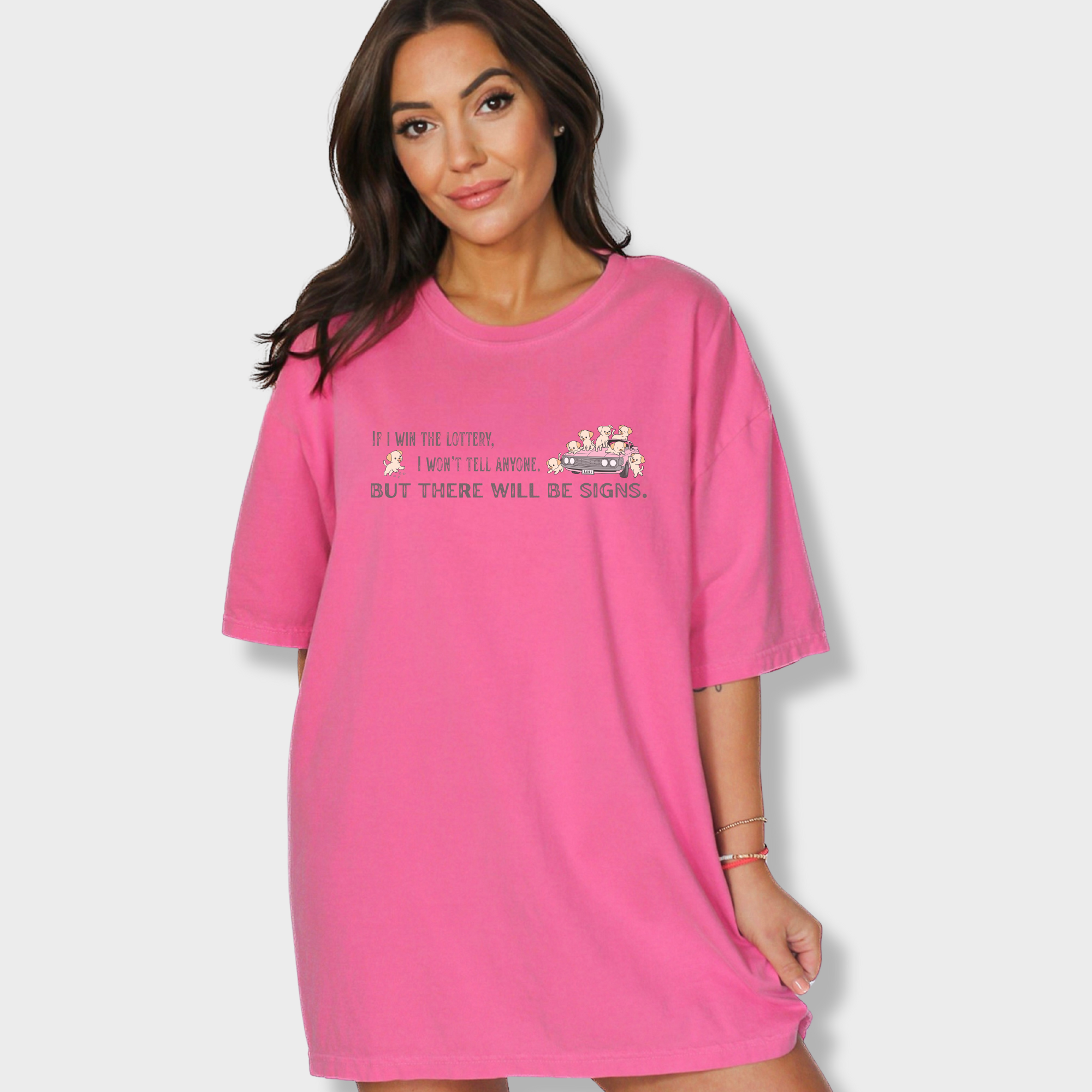 Retro If I Won The Lottery There Would Be Signs Dog Version Dog Graphic Comfort Colors T-Shirt in Crunchberry-T-Shirt-Fetch N Found