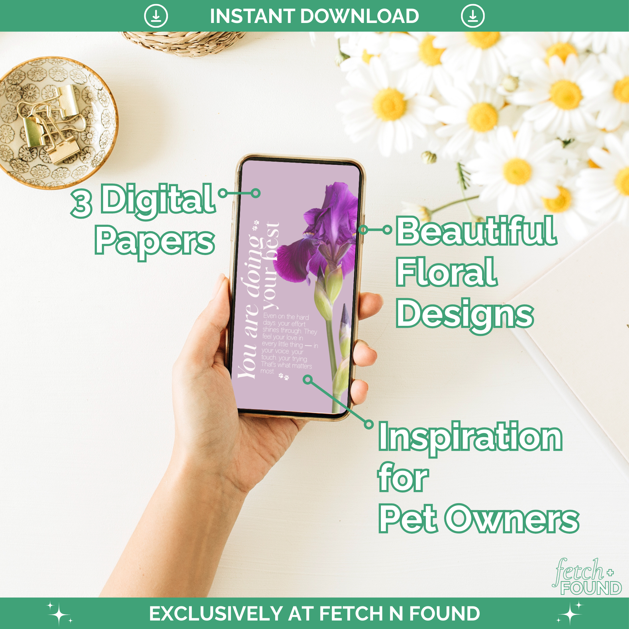 Spring Inspirational Floral Aesthetic Digital Wallpaper for iOS and Android Phones-Digital Download-Fetch N Found