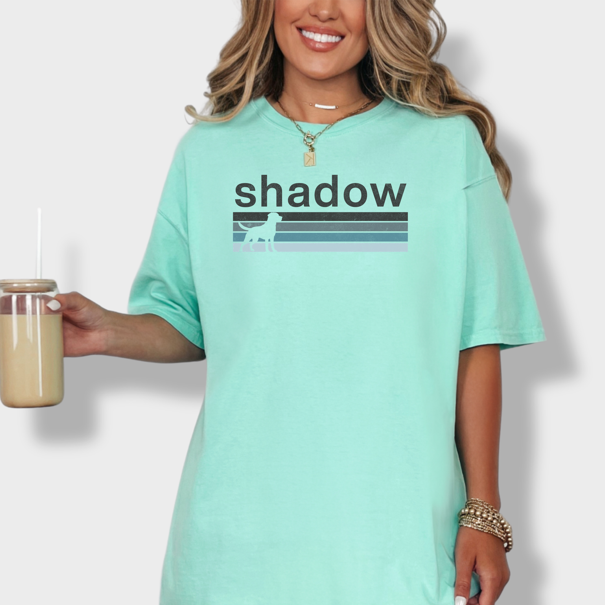 Retro Dog Shadow Dog Text Comfort Colors T-Shirt in Island Reef-Fetch N Found