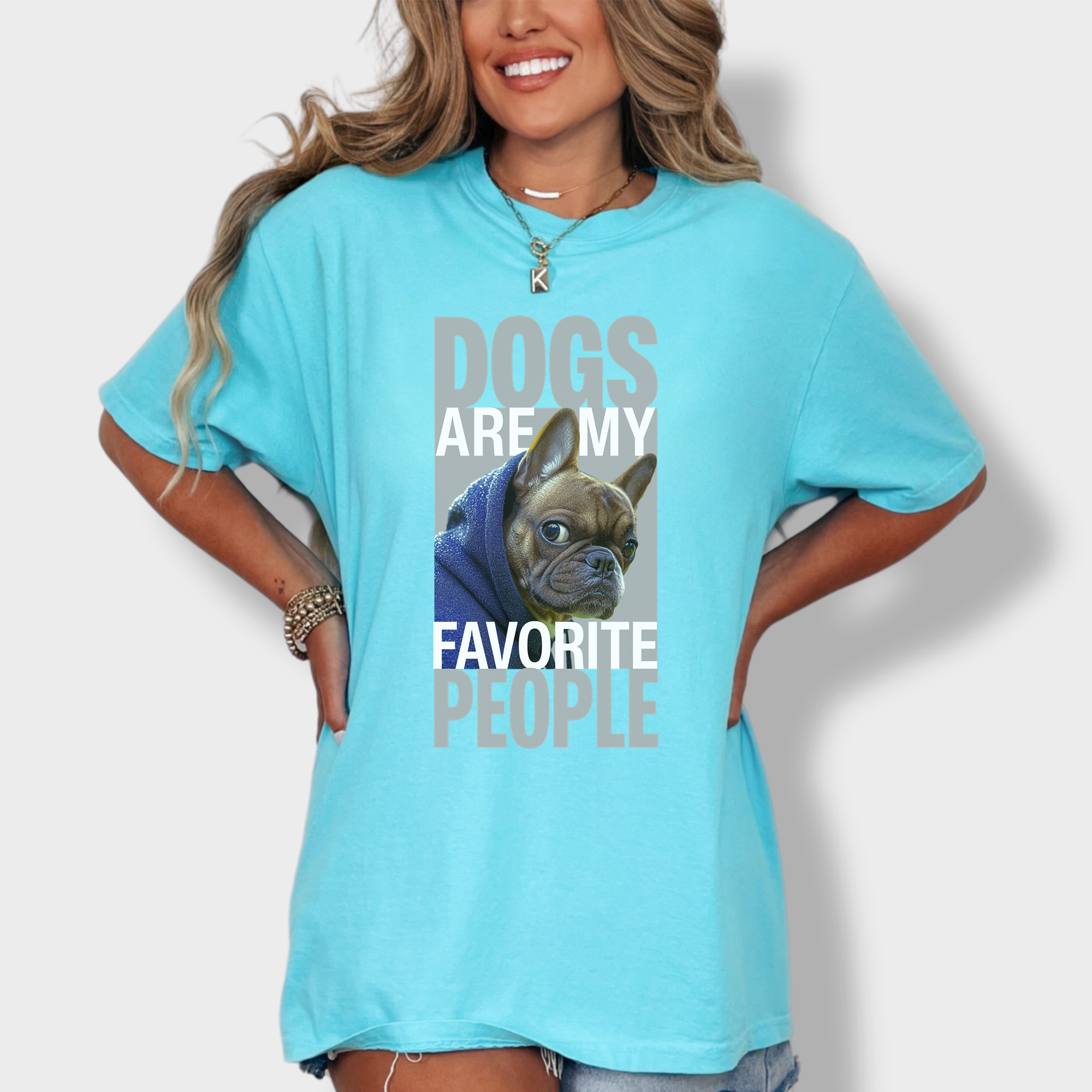 Modern Dogs Are My Favorite People Dog Graphic Comfort Colors T-Shirt in Lagoon Blue-Fetch N Found