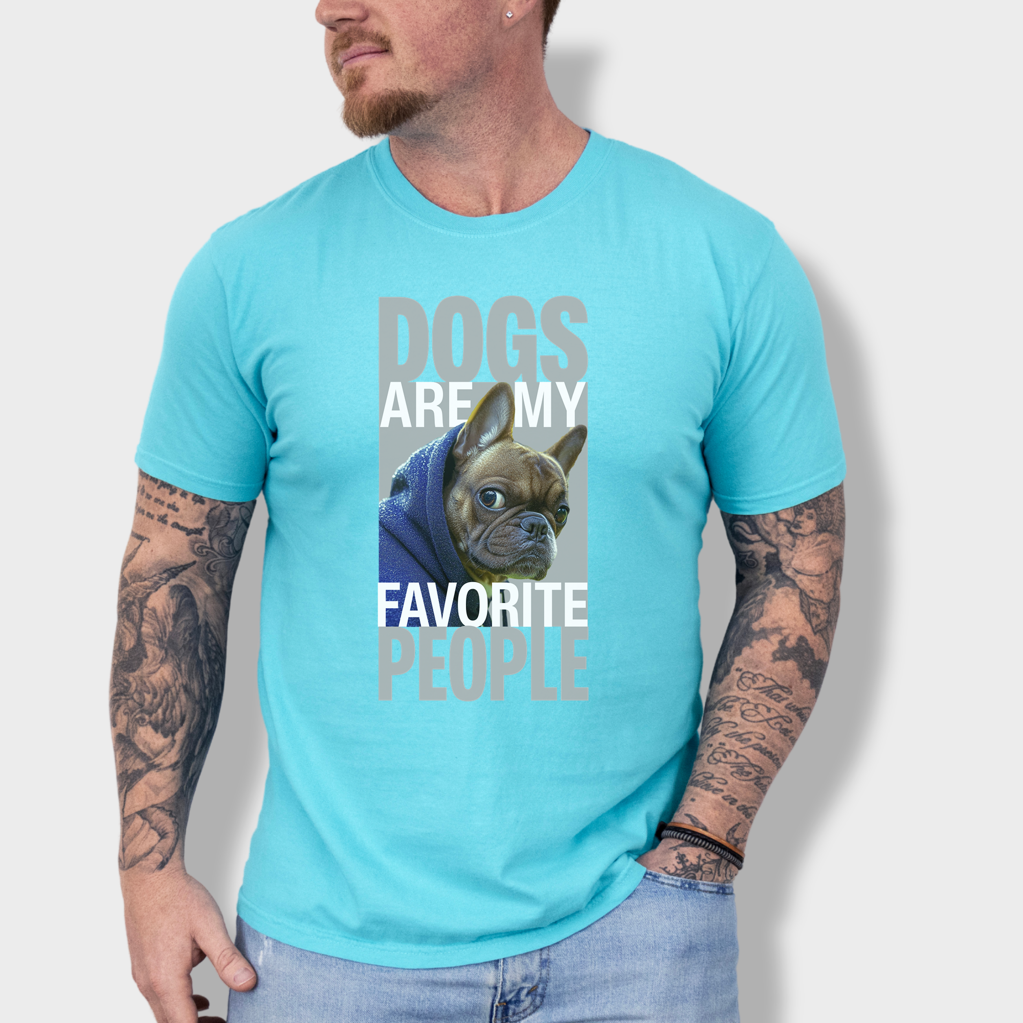 Modern Dogs Are My Favorite People Dog Graphic Comfort Colors T-Shirt in Lagoon Blue-Fetch N Found