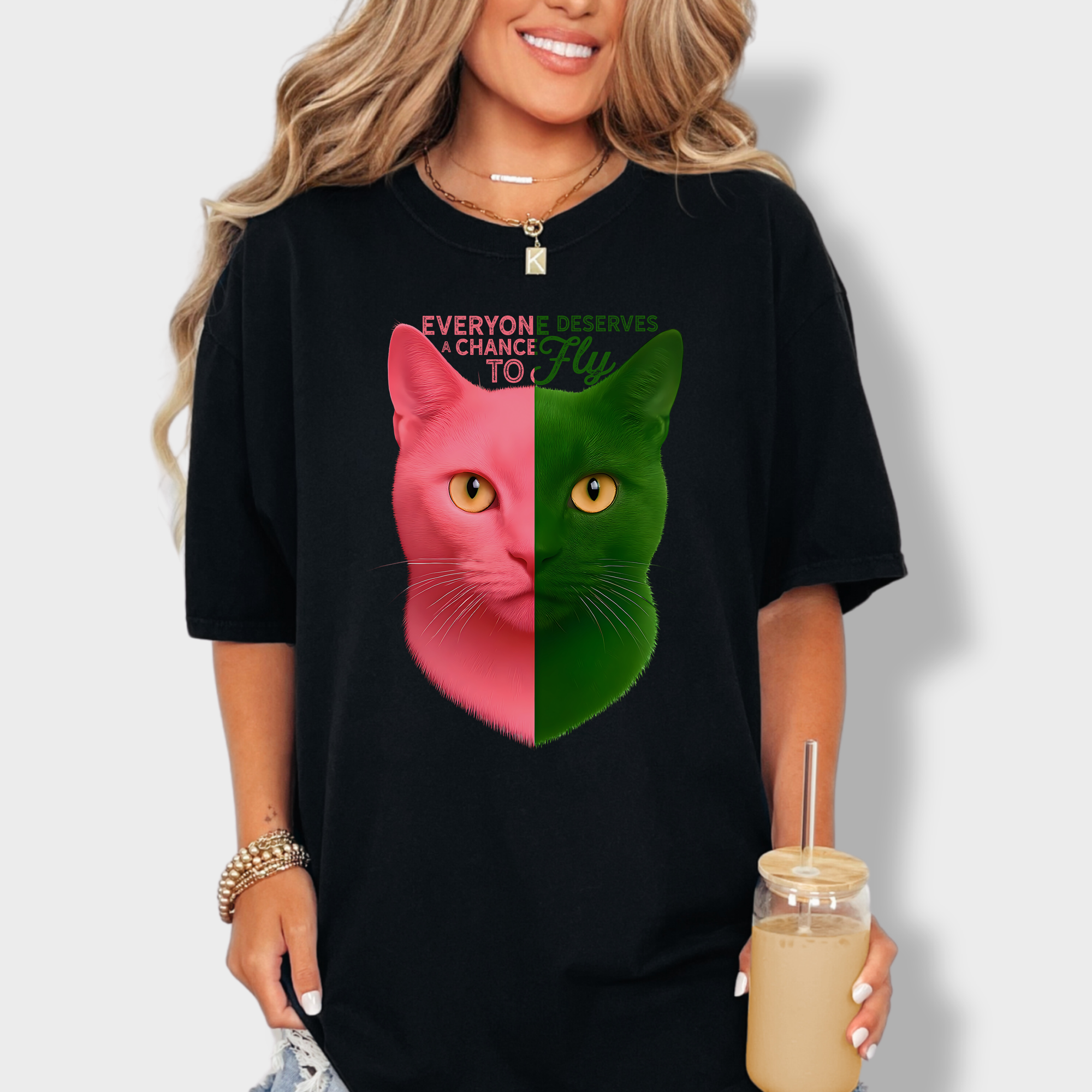 Movie-Inspired Everyone Deserves a Chance To Fly Cat Graphic Comfort Colors T-Shirt in Black-T-Shirt-Black-Fetch N Found