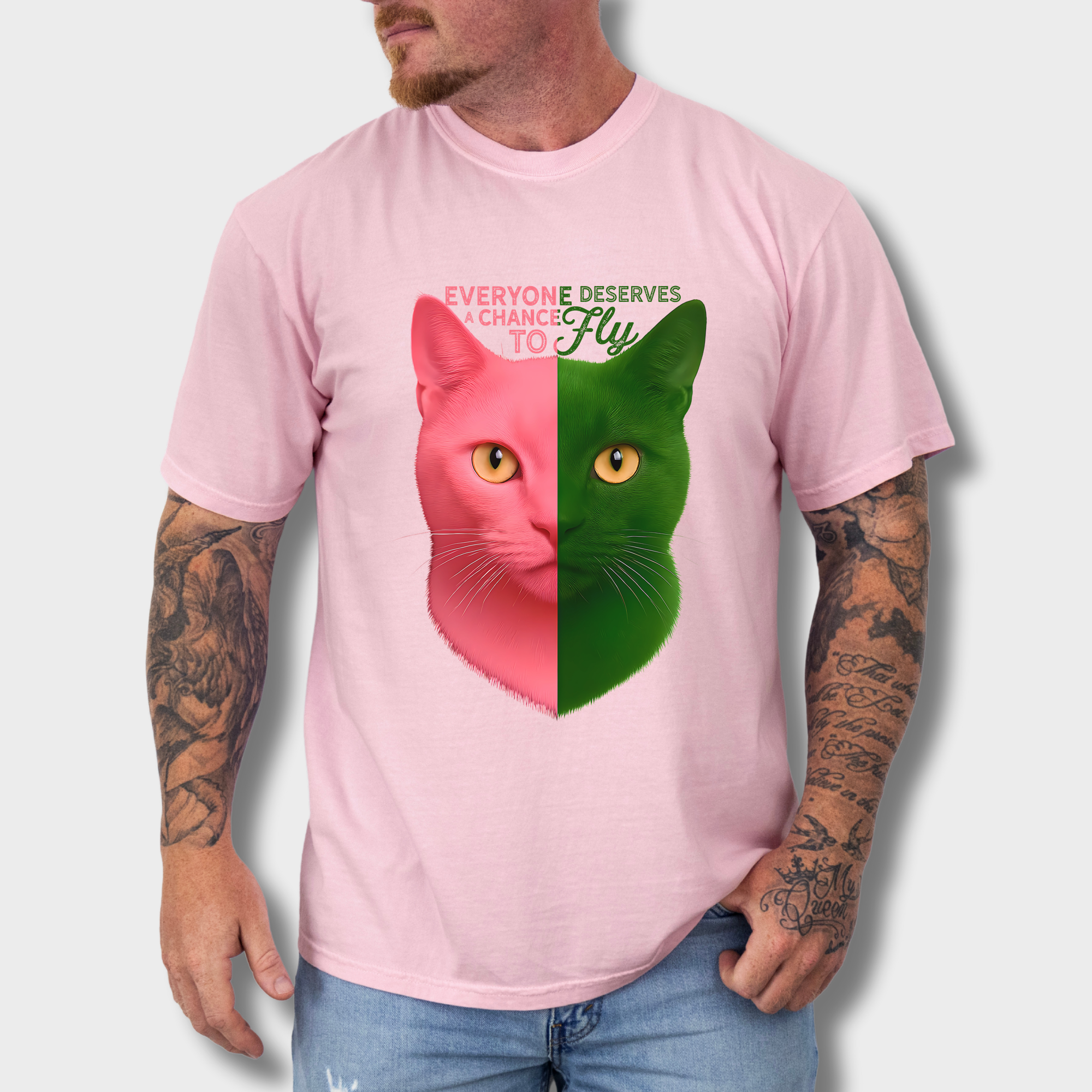 Movie-Inspired Everyone Deserves a Chance To Fly Cat Graphic Comfort Colors T-Shirt in Blossom-T-Shirt-Blossom-Fetch N Found