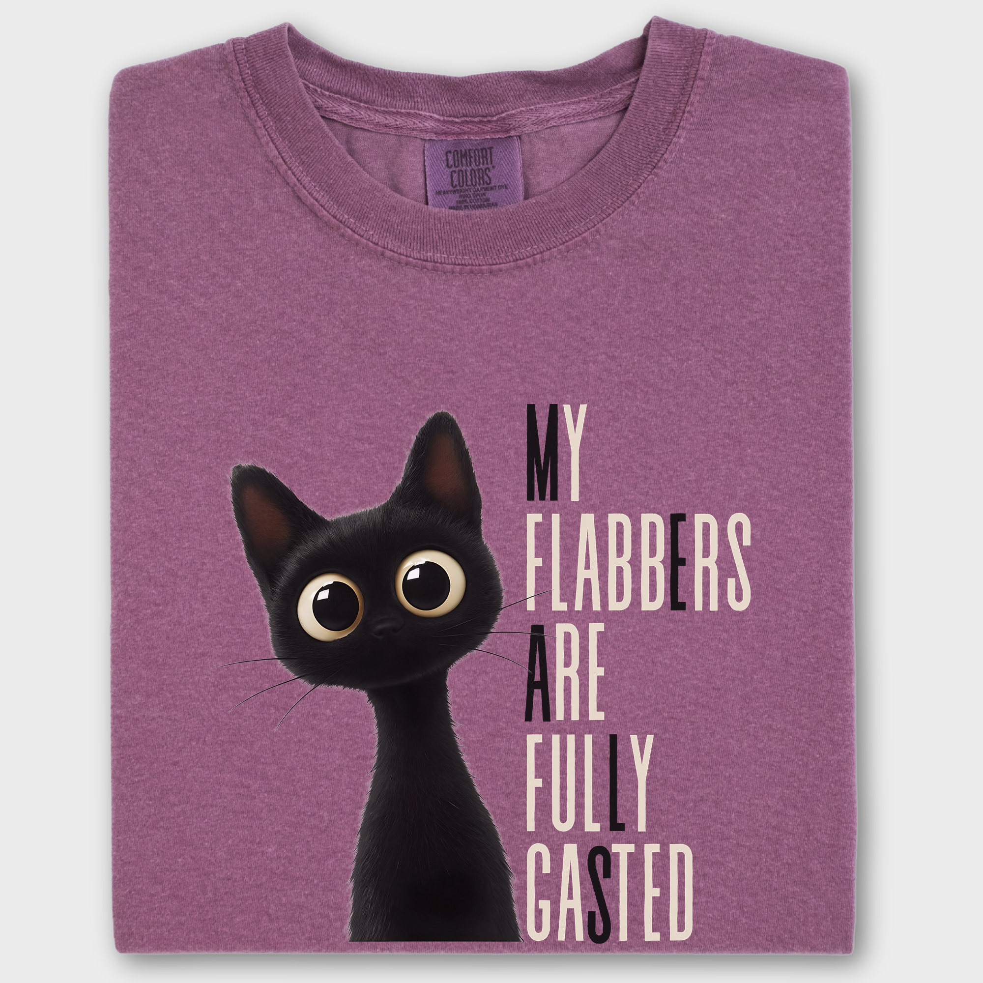 Retro My Flabbers Are Entirely Gasted Cat Graphic Comfort Colors T-Shirt in Berry-T-Shirt-Berry-Fetch N Found