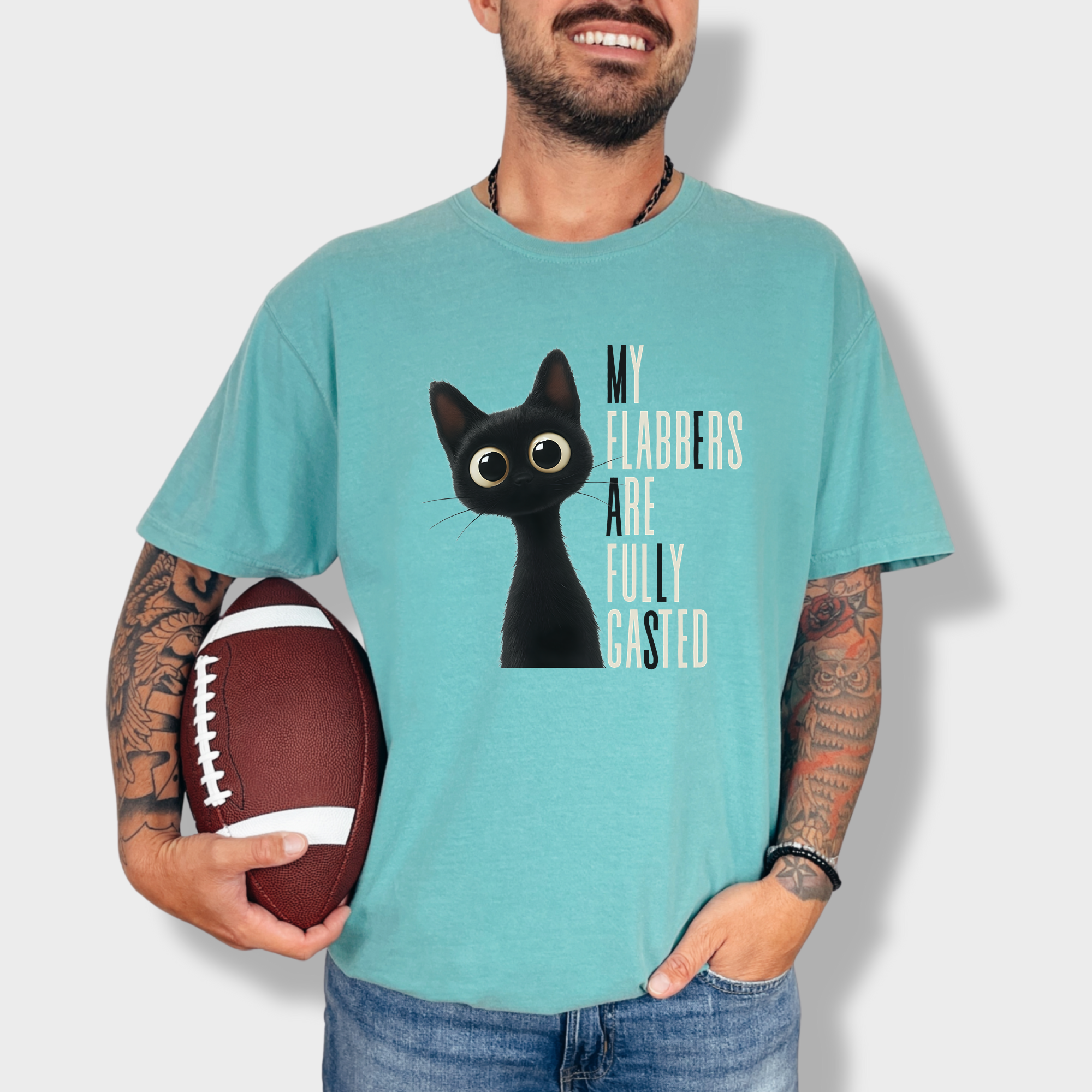 Retro My Flabbers Are Entirely Gasted Cat Graphic Comfort Colors T-Shirt in Seafoam-T-Shirt-Seafoam-Fetch N Found