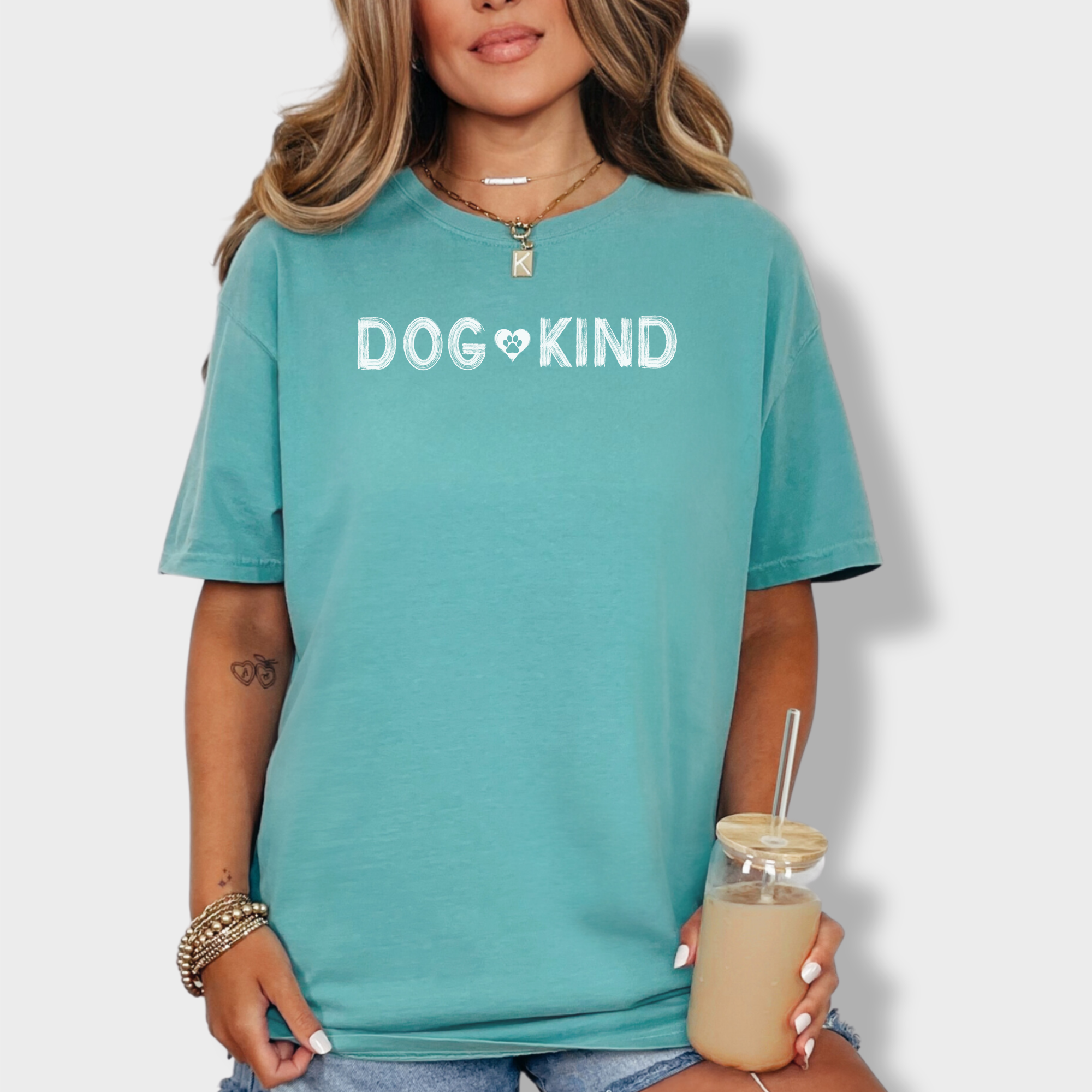 Artistic DOGKIND Dog Graphic Comfort Colors T-Shirt in Seafoam-T-Shirt-Seafoam-Fetch N Found