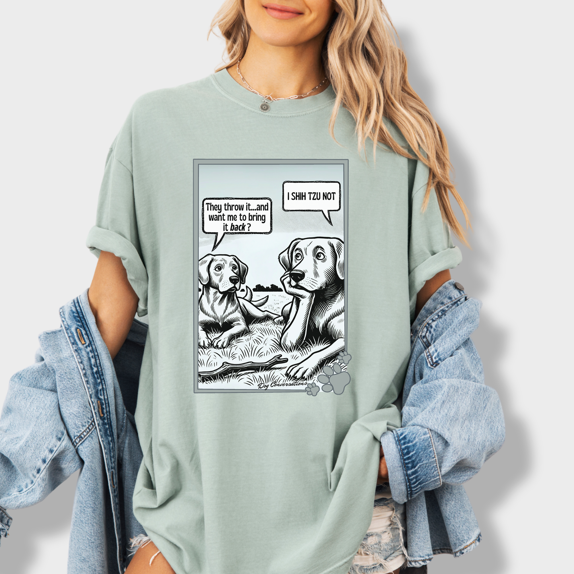 Western I Shih Tzu Not - Stick Dog Graphic Comfort Colors T-Shirt in Bay-Fetch N Found