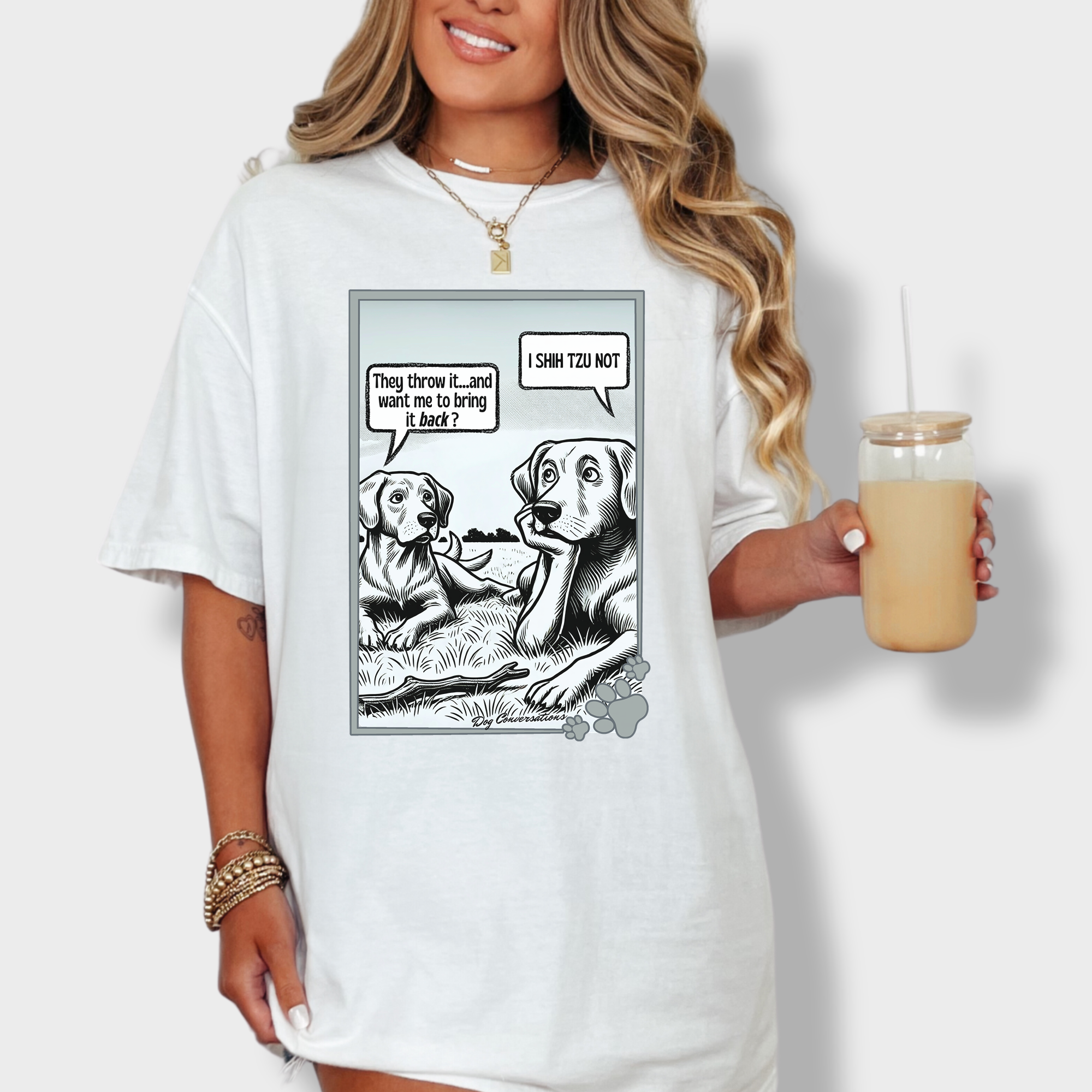 Western I Shih Tzu Not - Stick Dog Graphic Comfort Colors T-Shirt in White-Fetch N Found