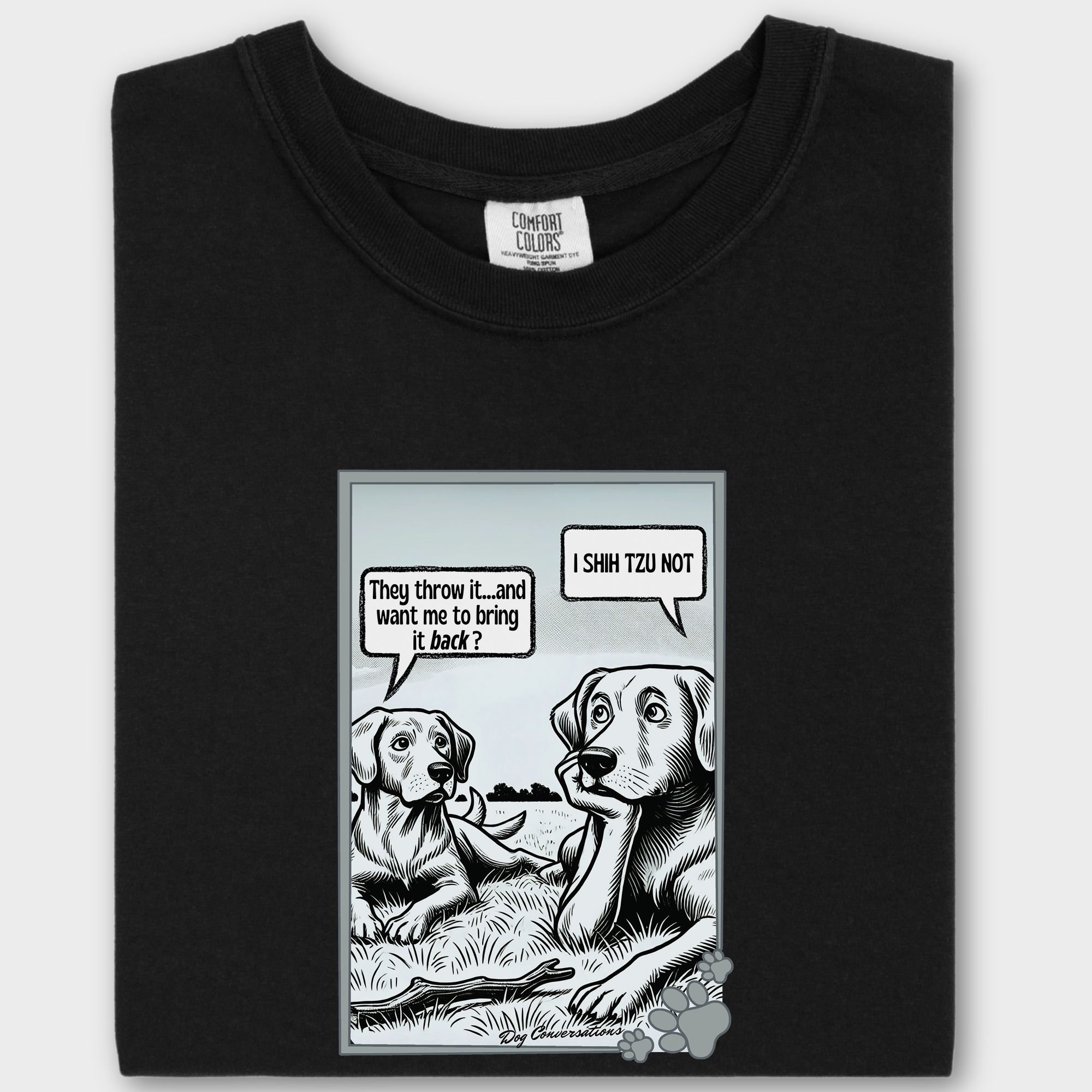 Western I Shih Tzu Not - Stick Dog Graphic Comfort Colors T-Shirt in Black-Fetch N Found