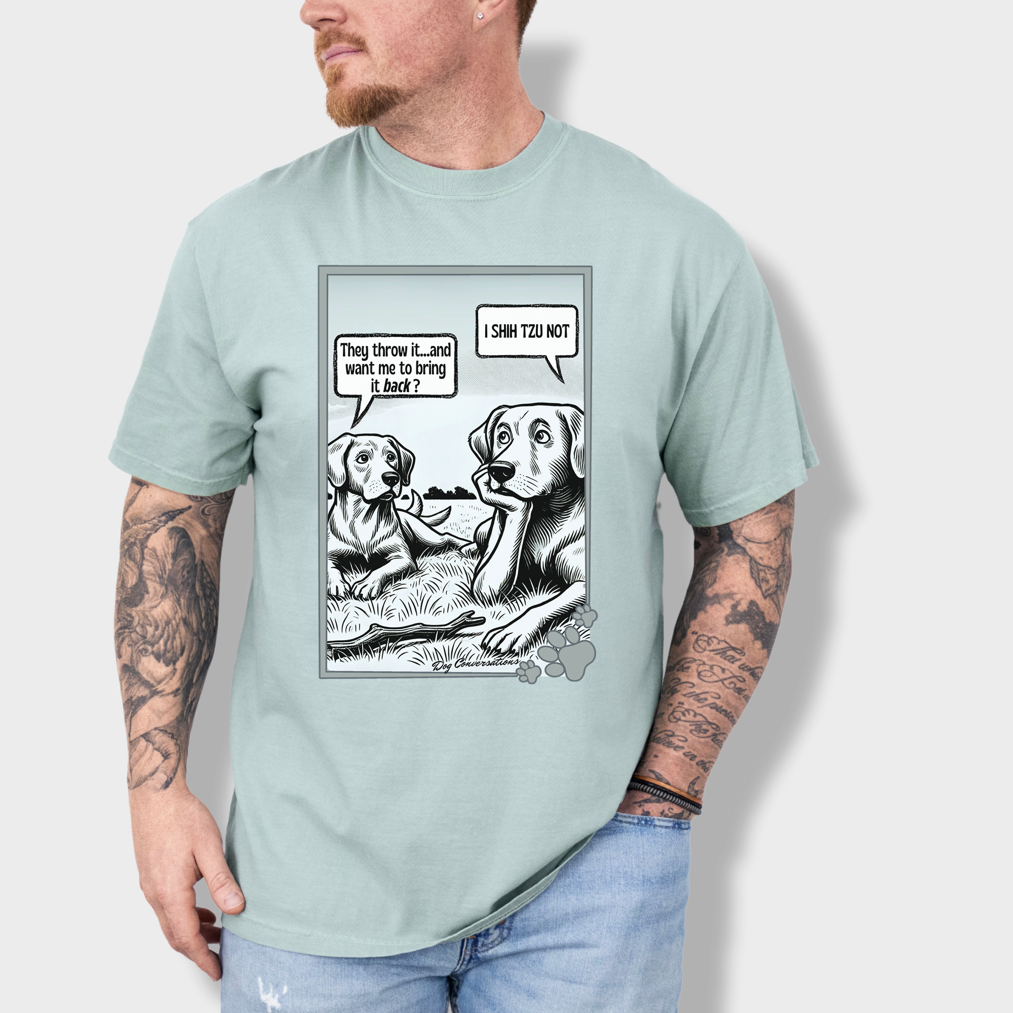 Western I Shih Tzu Not - Stick Dog Graphic Comfort Colors T-Shirt in Bay-Fetch N Found