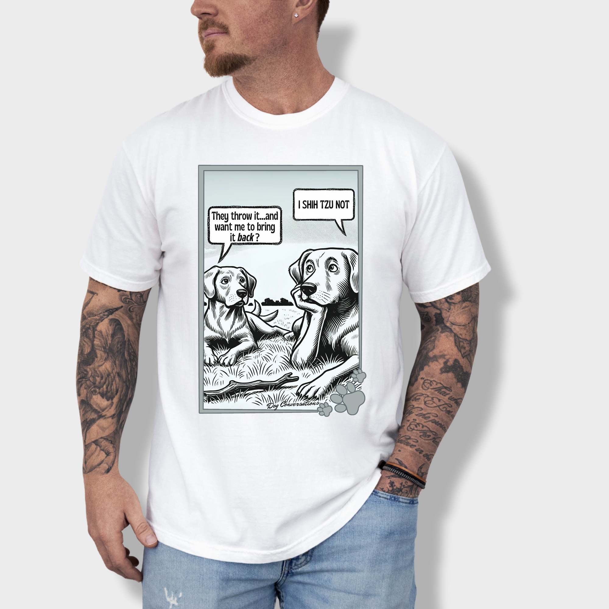 Western I Shih Tzu Not - Stick Dog Graphic Comfort Colors T-Shirt in White-Fetch N Found