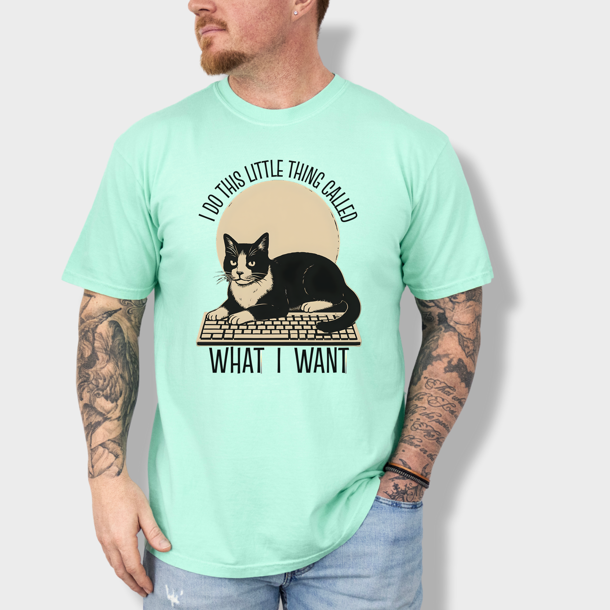 Retro I Do This Little Thing Called What I Want Cat Minimalist Comfort Colors T-Shirt in Island Reef-T-Shirt-Island Reef-Fetch N Found