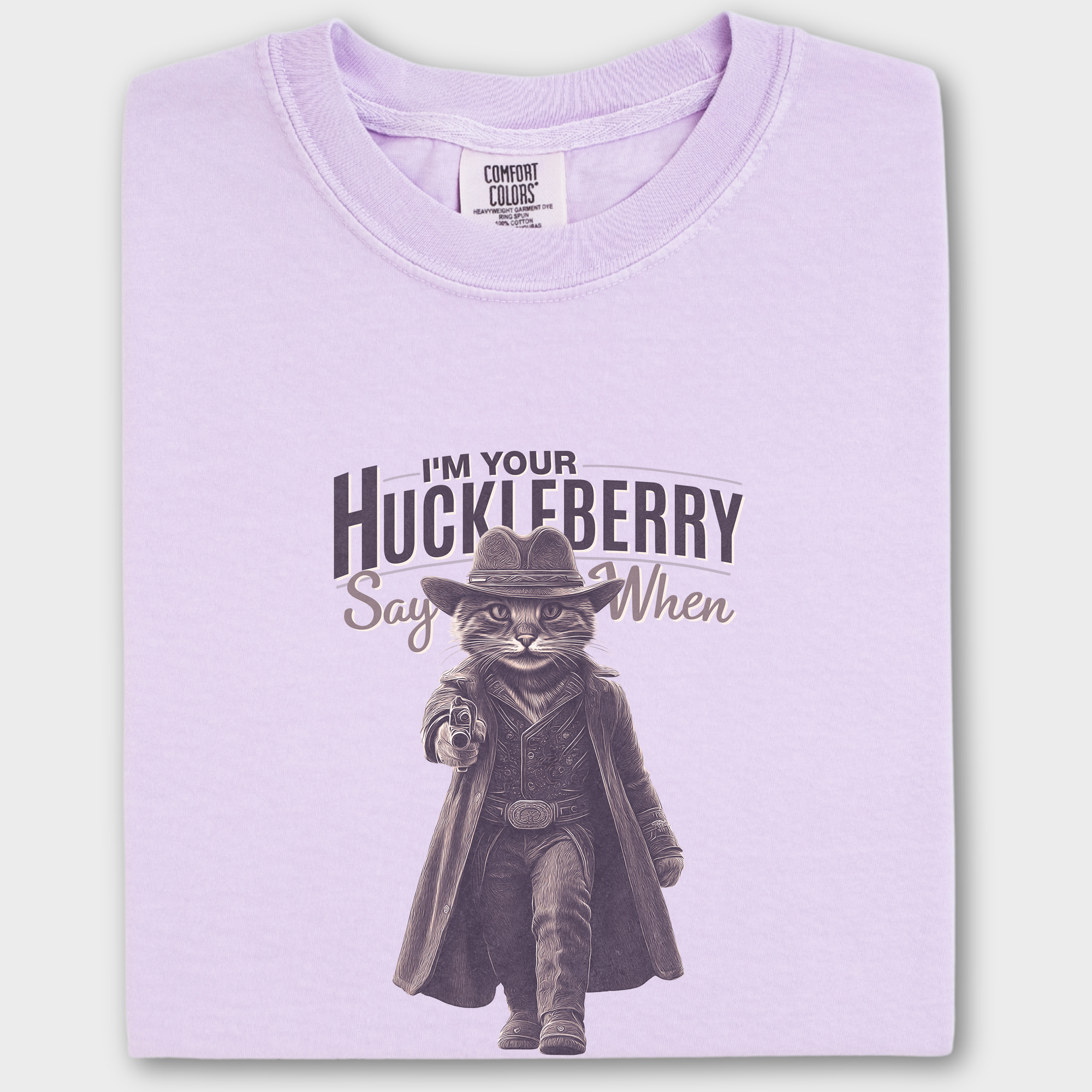 Vintage Not Just a Quote Im Your Huckleberry Cat Graphic Comfort Colors T-Shirt in Orchid-T-Shirt-Orchid-Fetch N Found