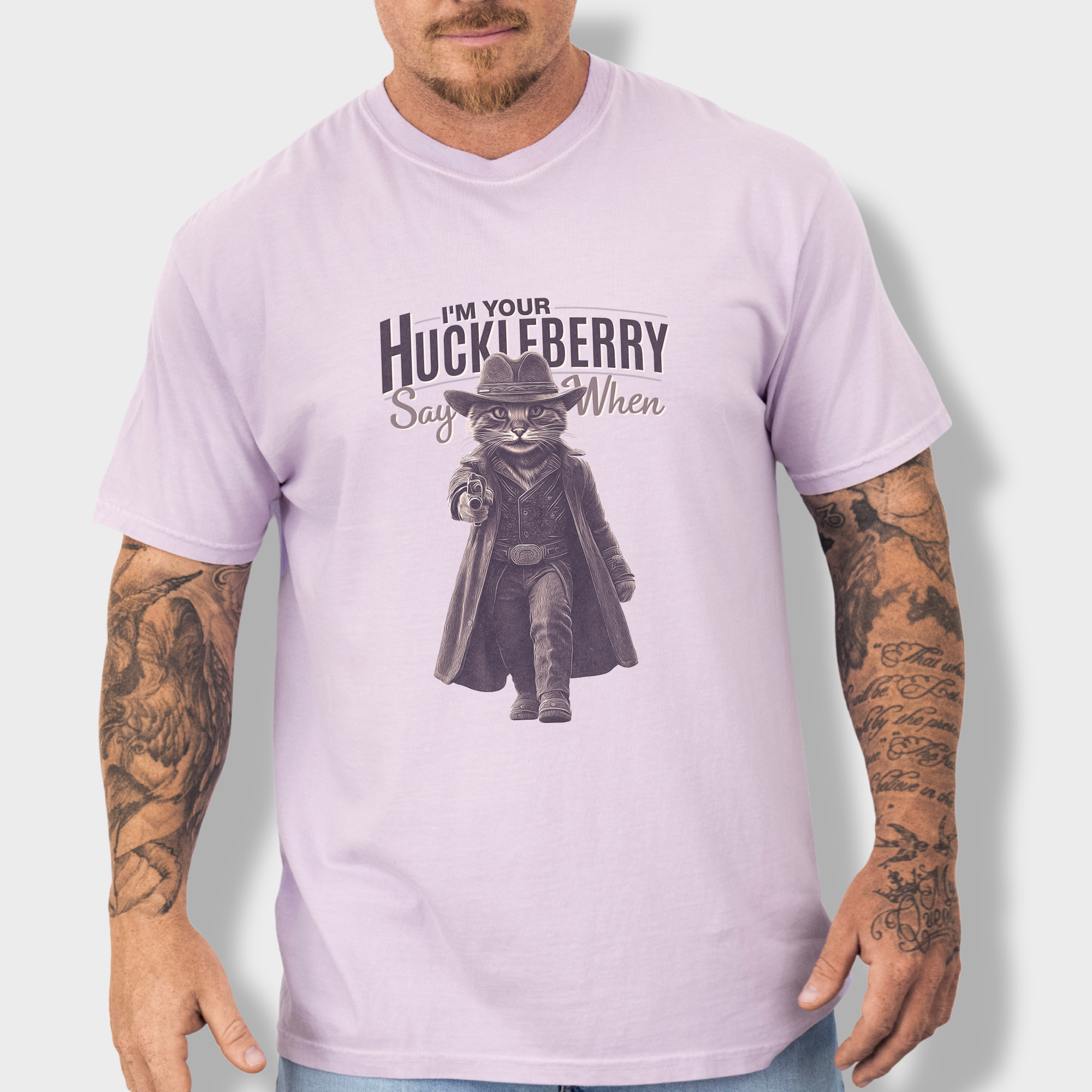 Vintage Not Just a Quote Im Your Huckleberry Cat Graphic Comfort Colors T-Shirt in Orchid-T-Shirt-Orchid-Fetch N Found