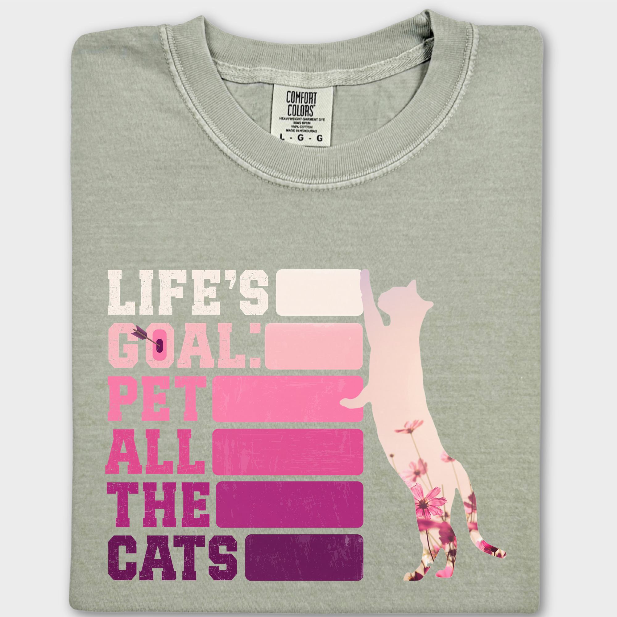 Artistic Pet All the Cats Cat Text Comfort Colors T-Shirt in Khaki-Fetch N Found