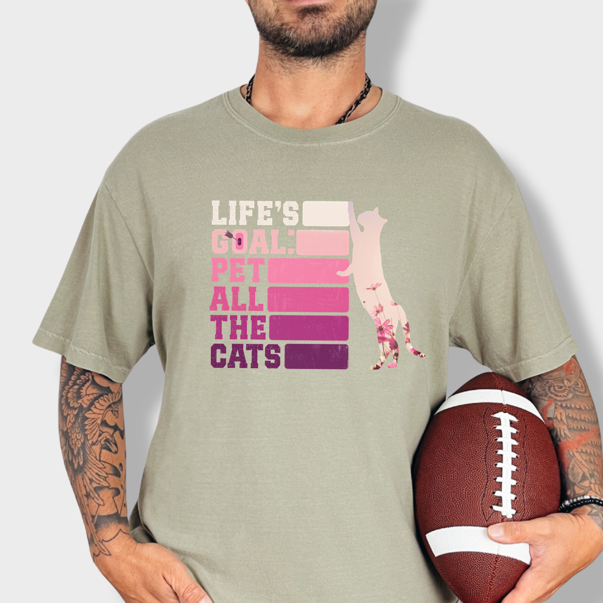 Artistic Pet All the Cats Cat Text Comfort Colors T-Shirt in Khaki-Fetch N Found