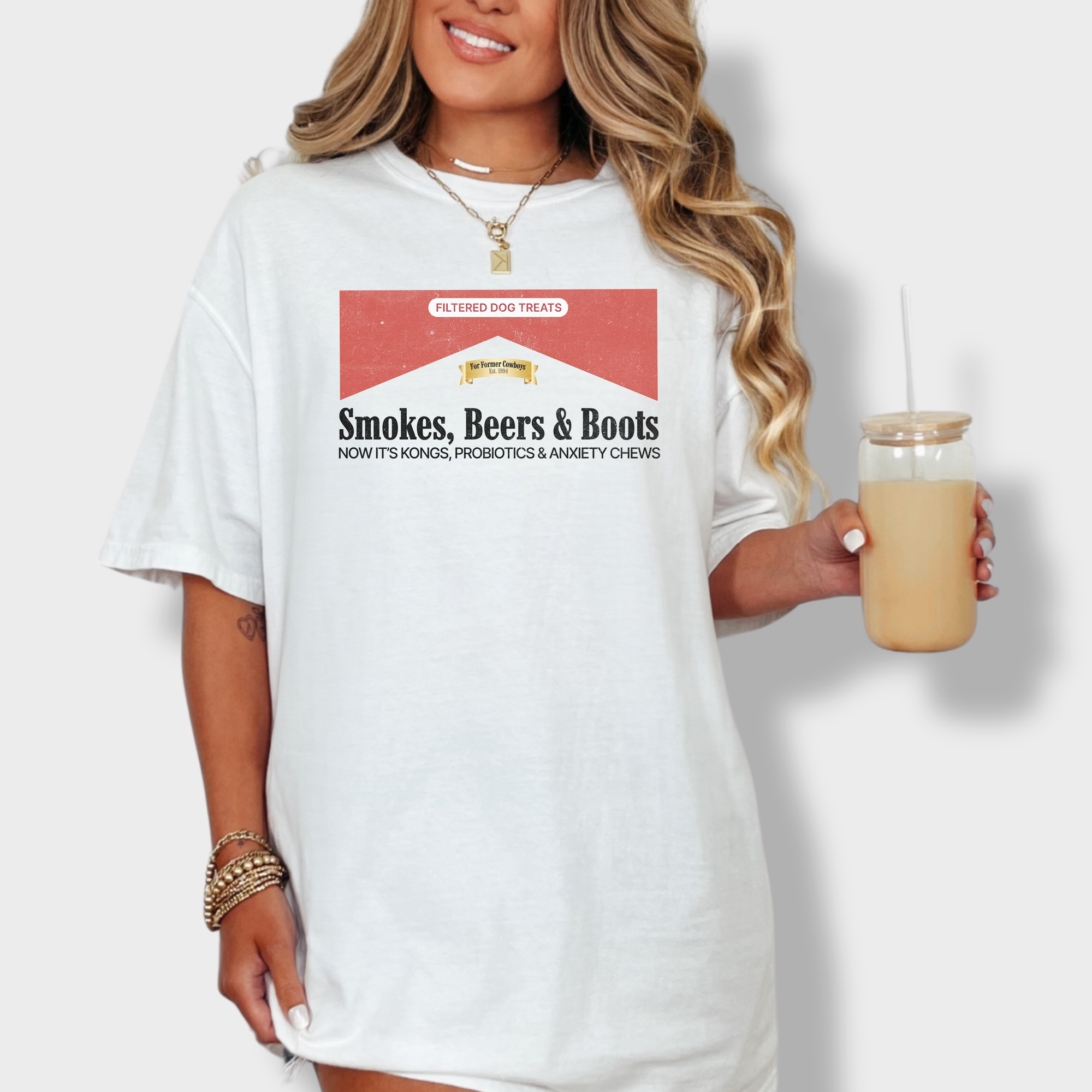 Western Marlboro Dog Text Comfort Colors T-Shirt in White-Fetch N Found
