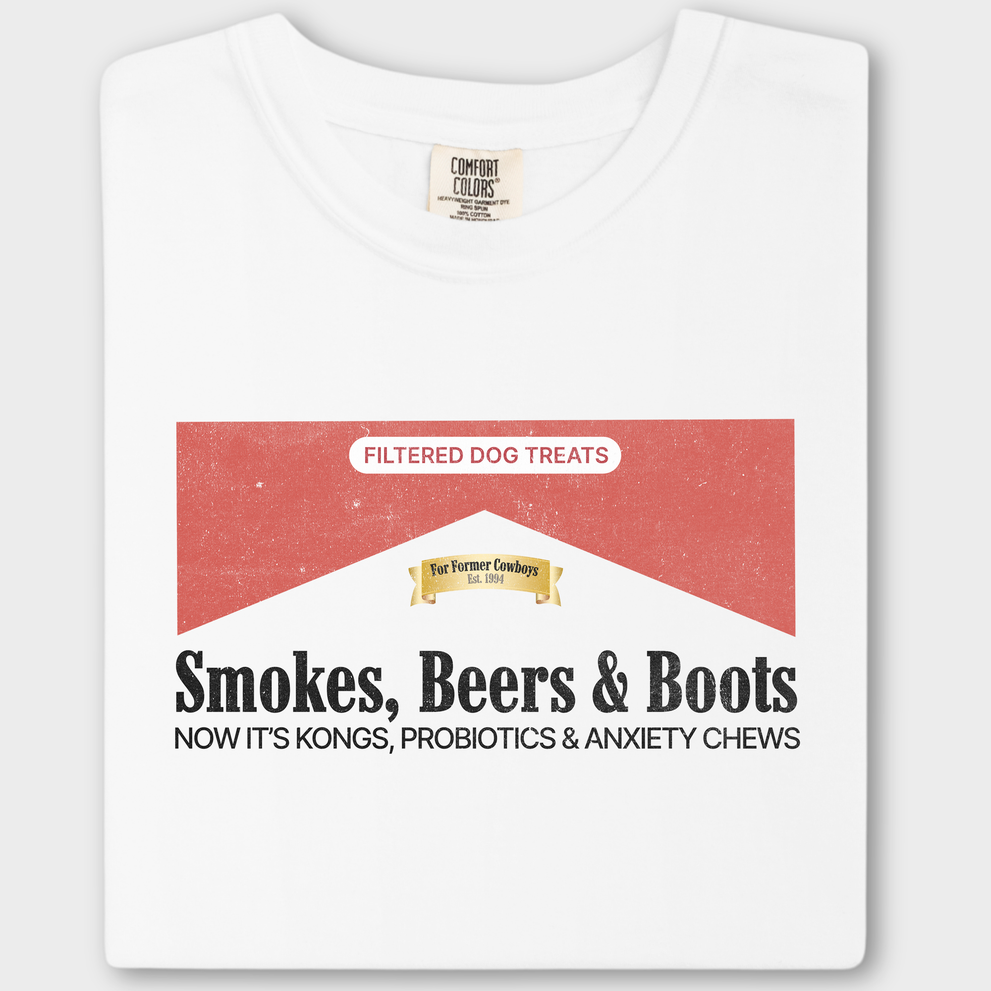 Western Marlboro Dog Text Comfort Colors T-Shirt in White-Fetch N Found