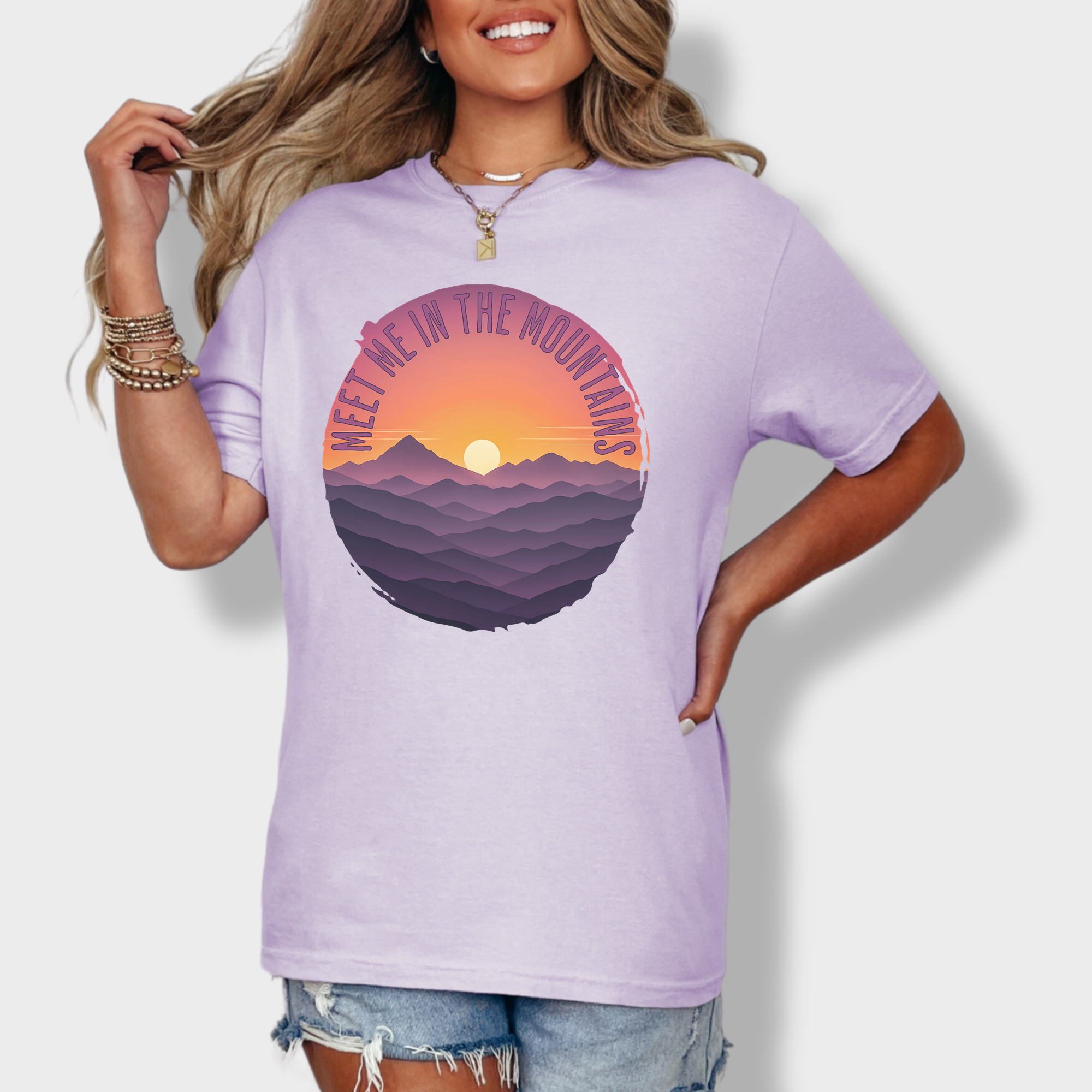 Artistic Meet Me In The Mountains Version II Pet Graphic Comfort Colors T-Shirt in Orchid-T-Shirt-Orchid-Fetch N Found