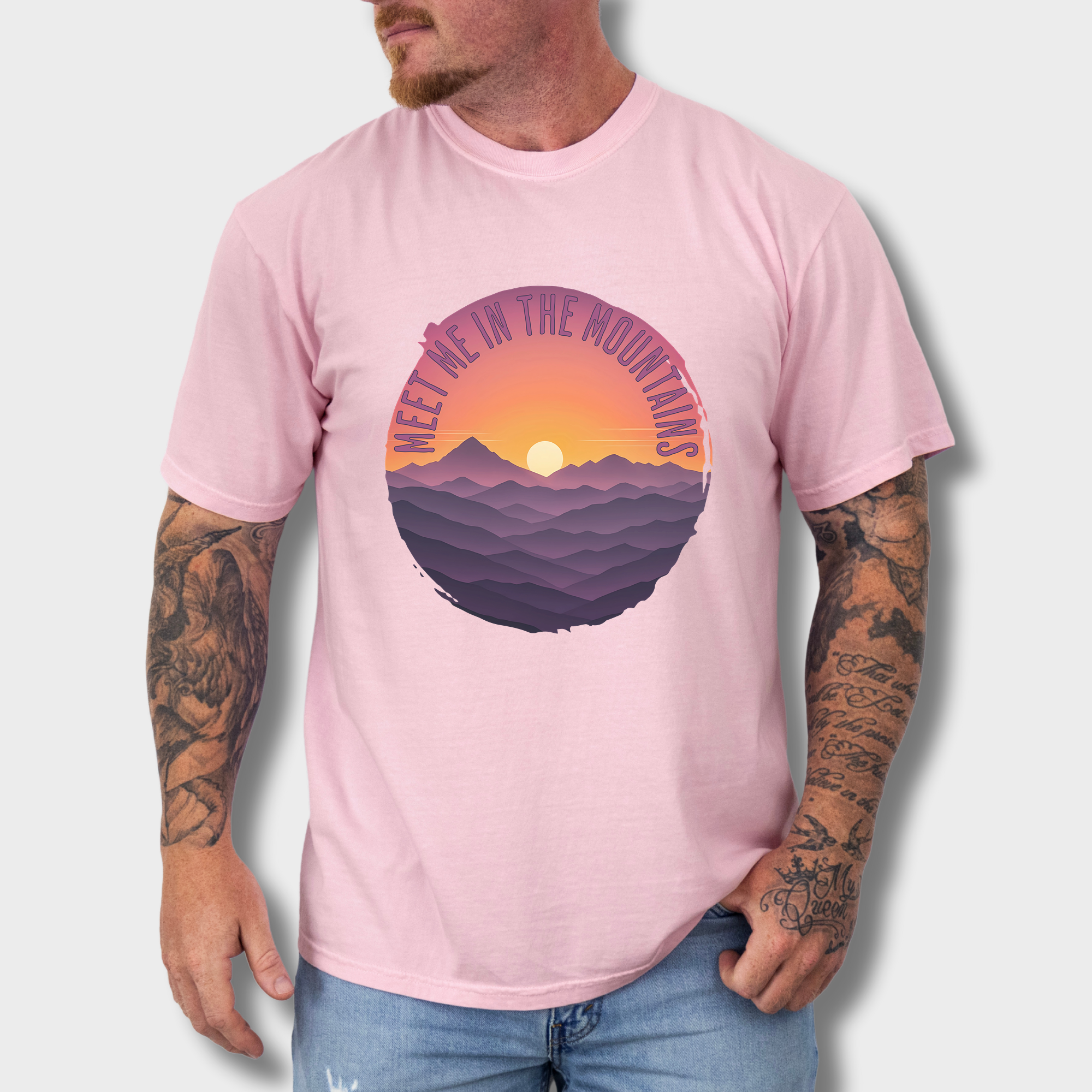 Artistic Meet Me In The Mountains Version II Pet Graphic Comfort Colors T-Shirt in Blossom-T-Shirt-Blossom-Fetch N Found