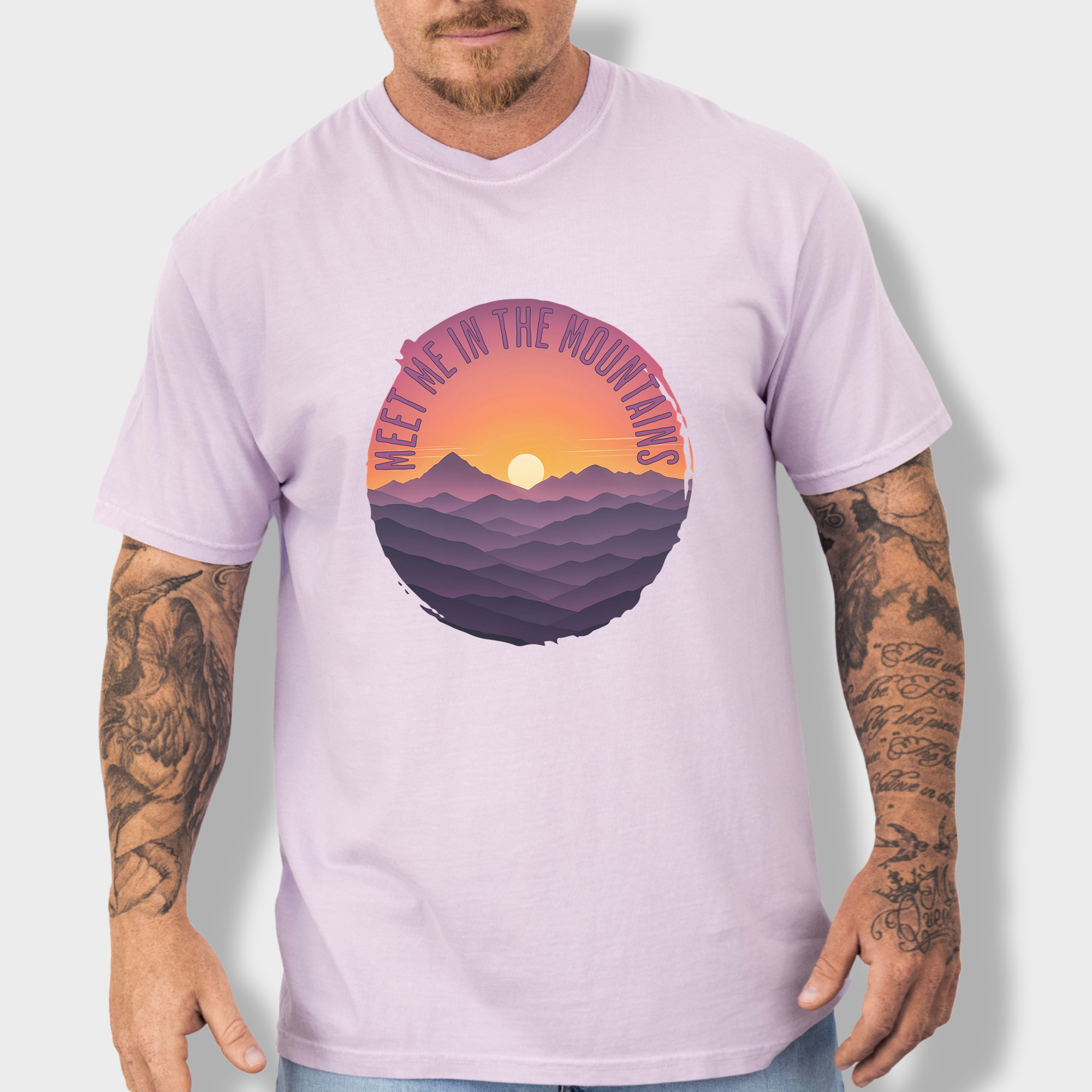 Artistic Meet Me In The Mountains Version II Pet Graphic Comfort Colors T-Shirt in Orchid-T-Shirt-Orchid-Fetch N Found