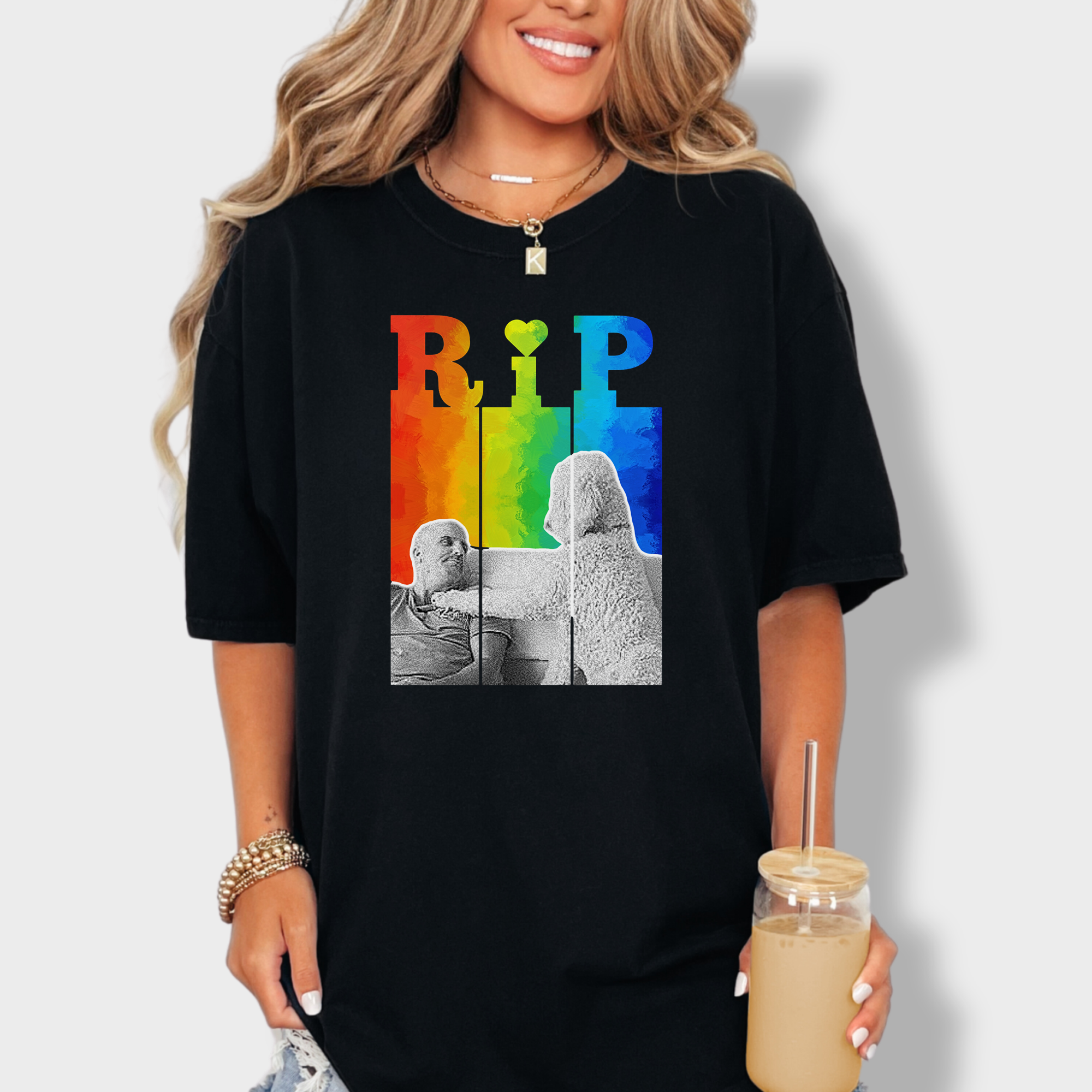 Personalized Artistic Memorial RIP Dog Graphic Comfort Colors T-Shirt in Black-Fetch N Found