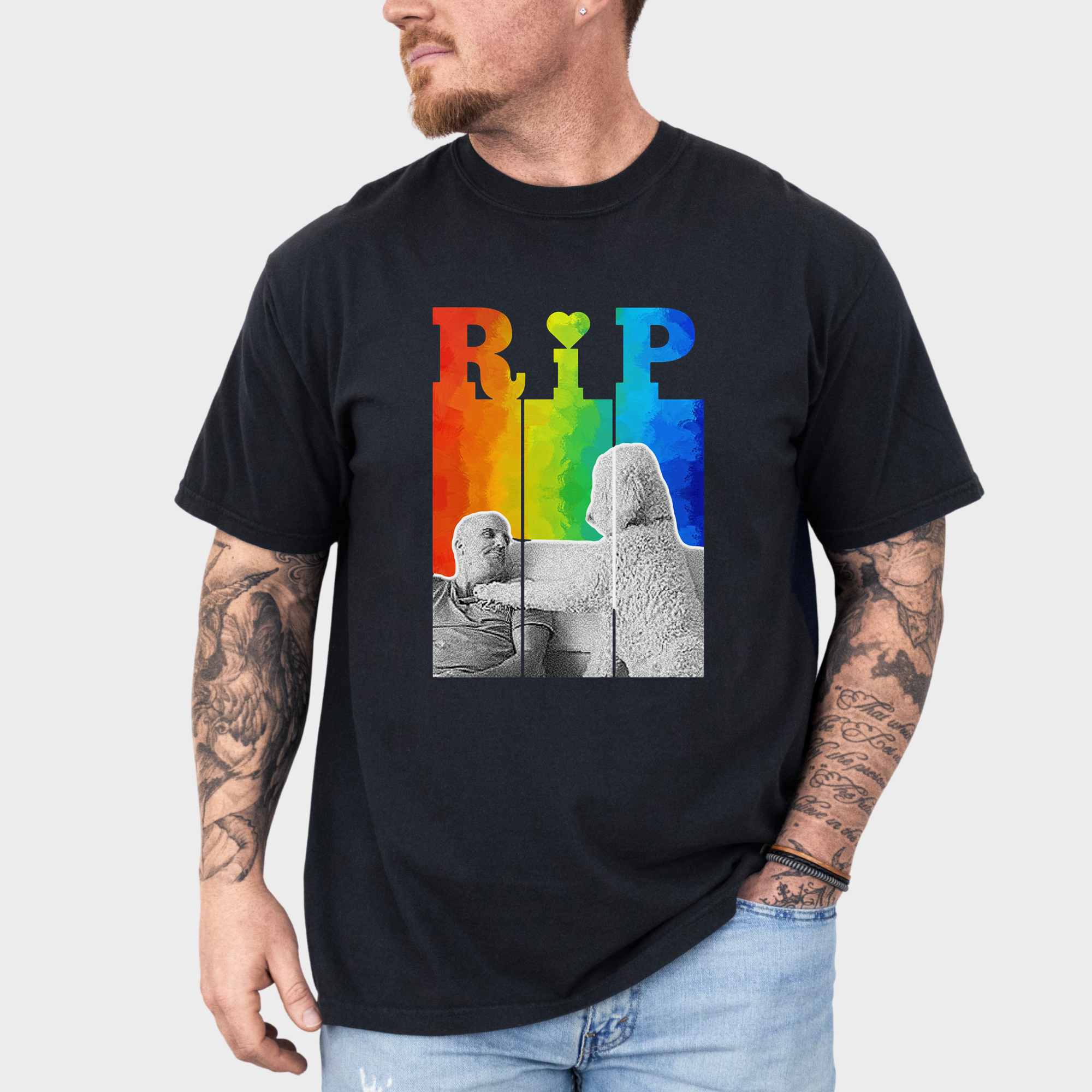 Personalized Artistic Memorial RIP Dog Graphic Comfort Colors T-Shirt in Black-Fetch N Found