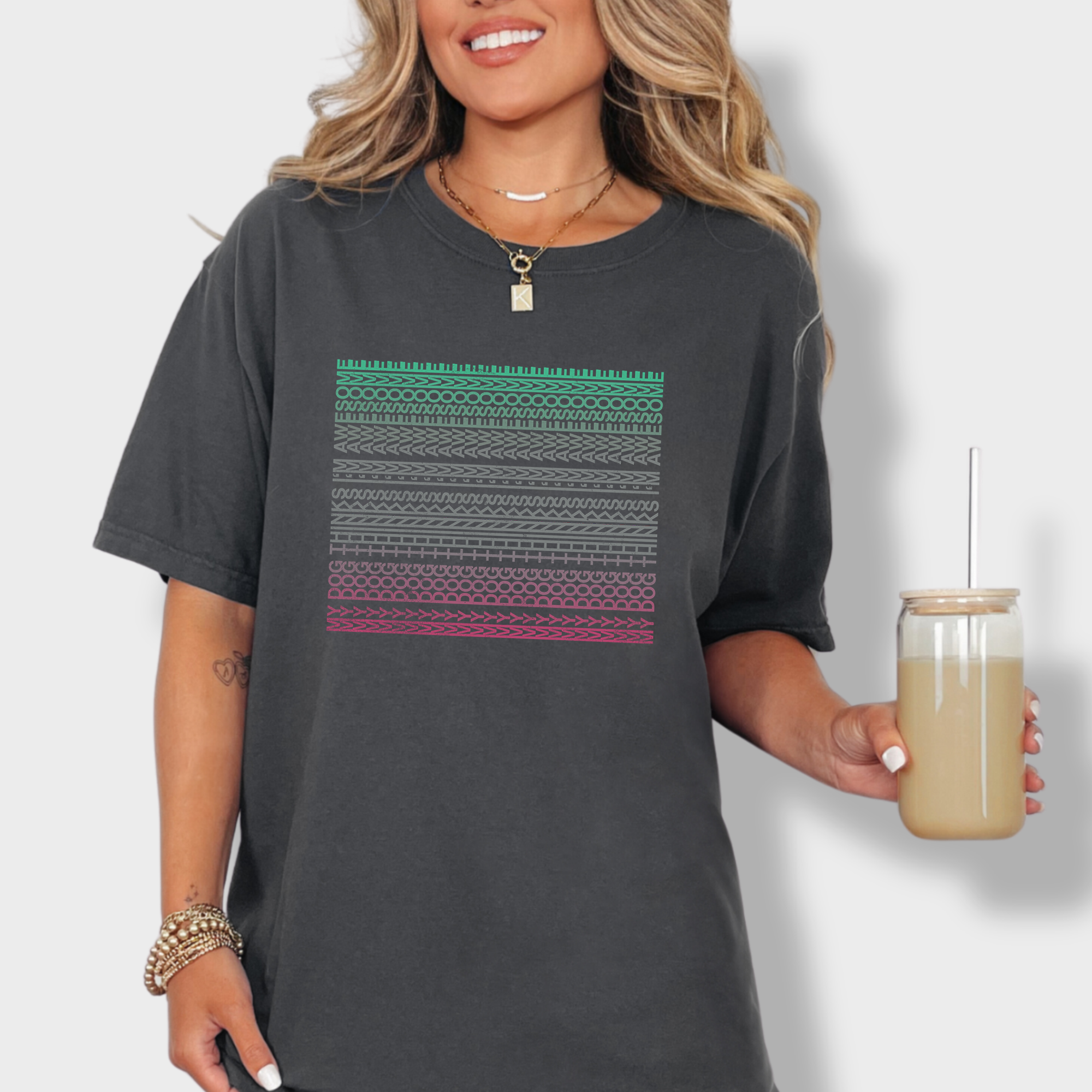 Pixelated My Dog Thinks Im Awesome Secret Message Dog Text Comfort Colors T-Shirt in Denim-T-Shirt-Denim-Fetch N Found