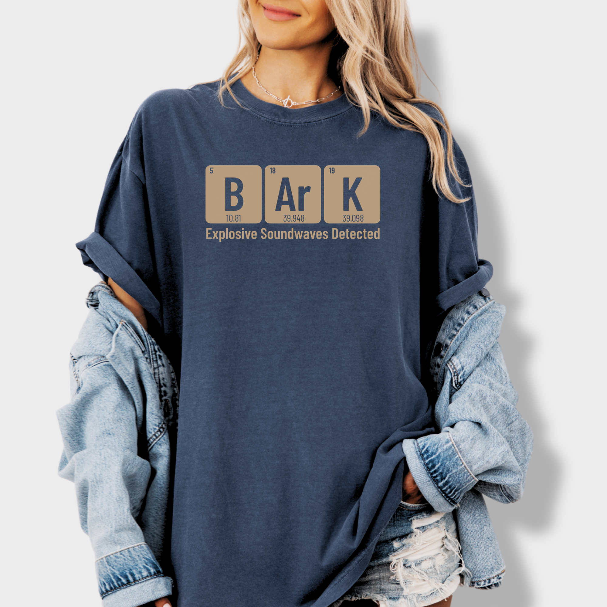 Modern Bark Dog Text Comfort Colors T-Shirt in Denim-Fetch N Found