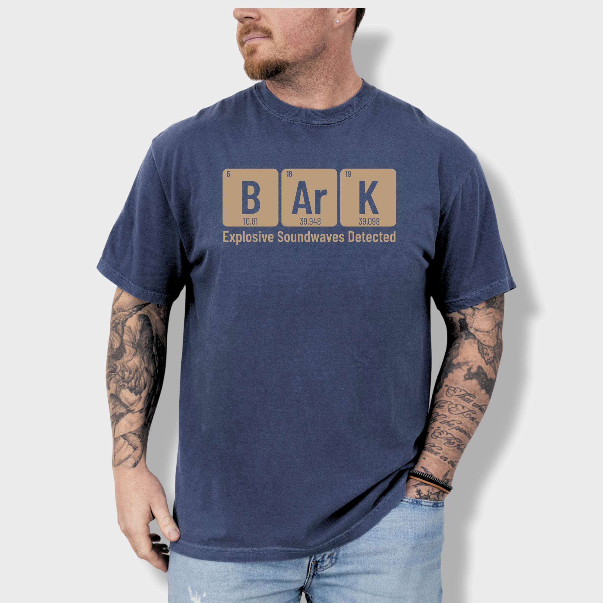 Modern Bark Dog Text Comfort Colors T-Shirt in Denim-Fetch N Found