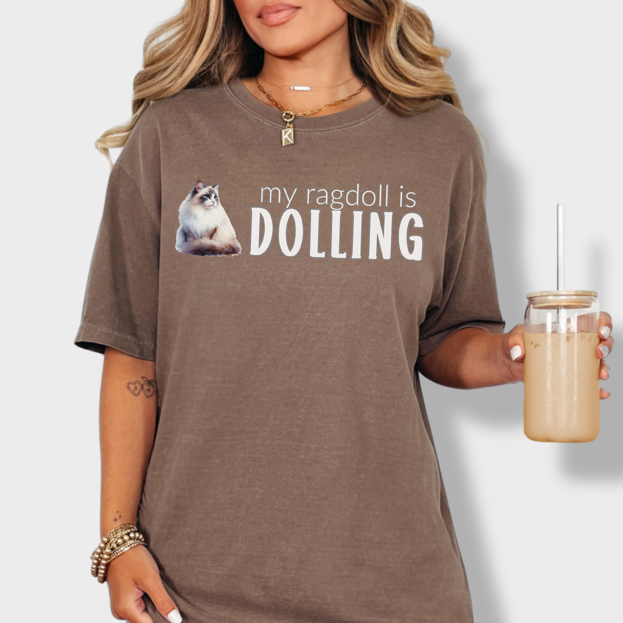Artistic Ragdoll cat lover’s tee featuring a dreamy watercolor design and playful text celebrating Ragdoll cats.