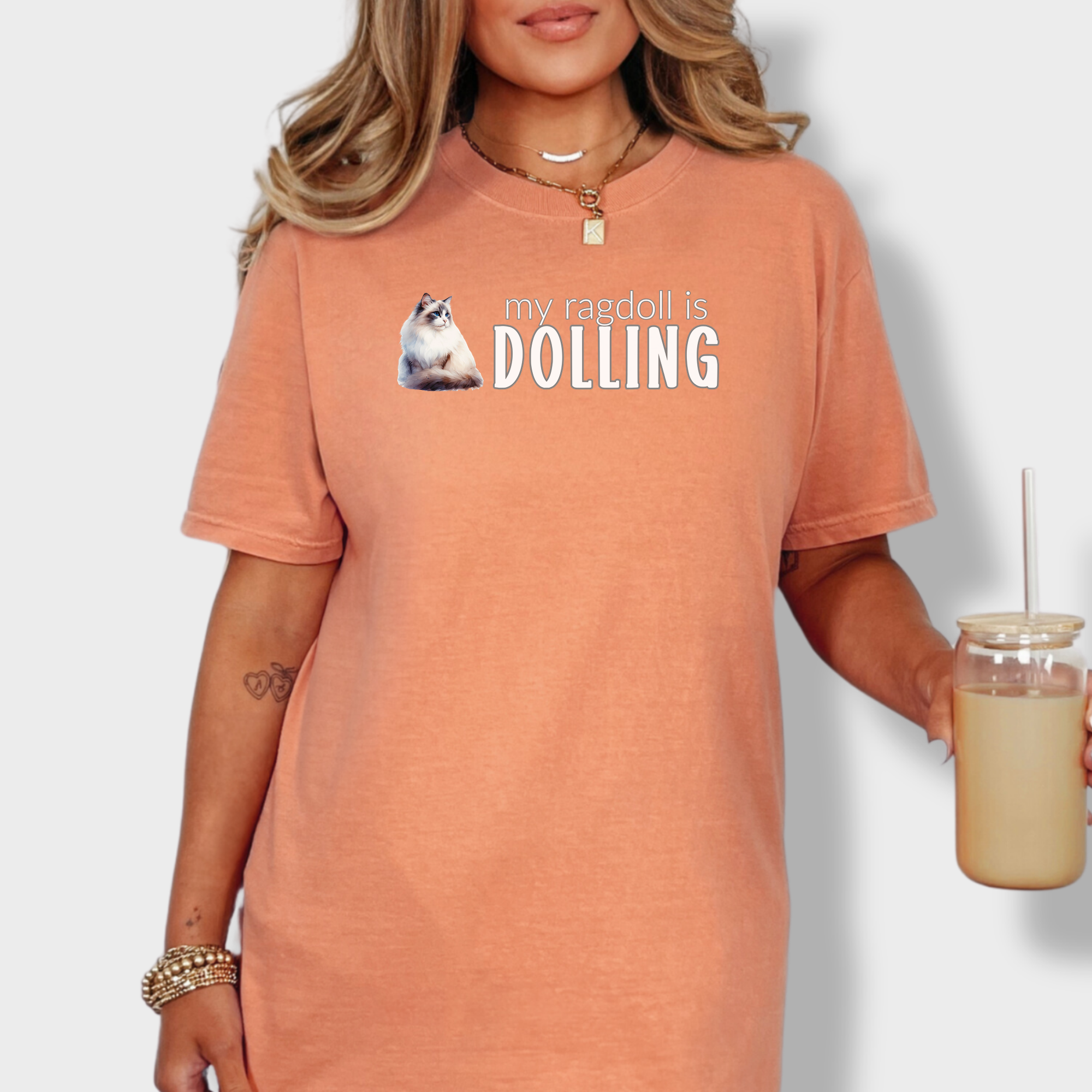 Artistic Ragdoll cat lover’s tee featuring a dreamy watercolor design and playful text celebrating Ragdoll cats.