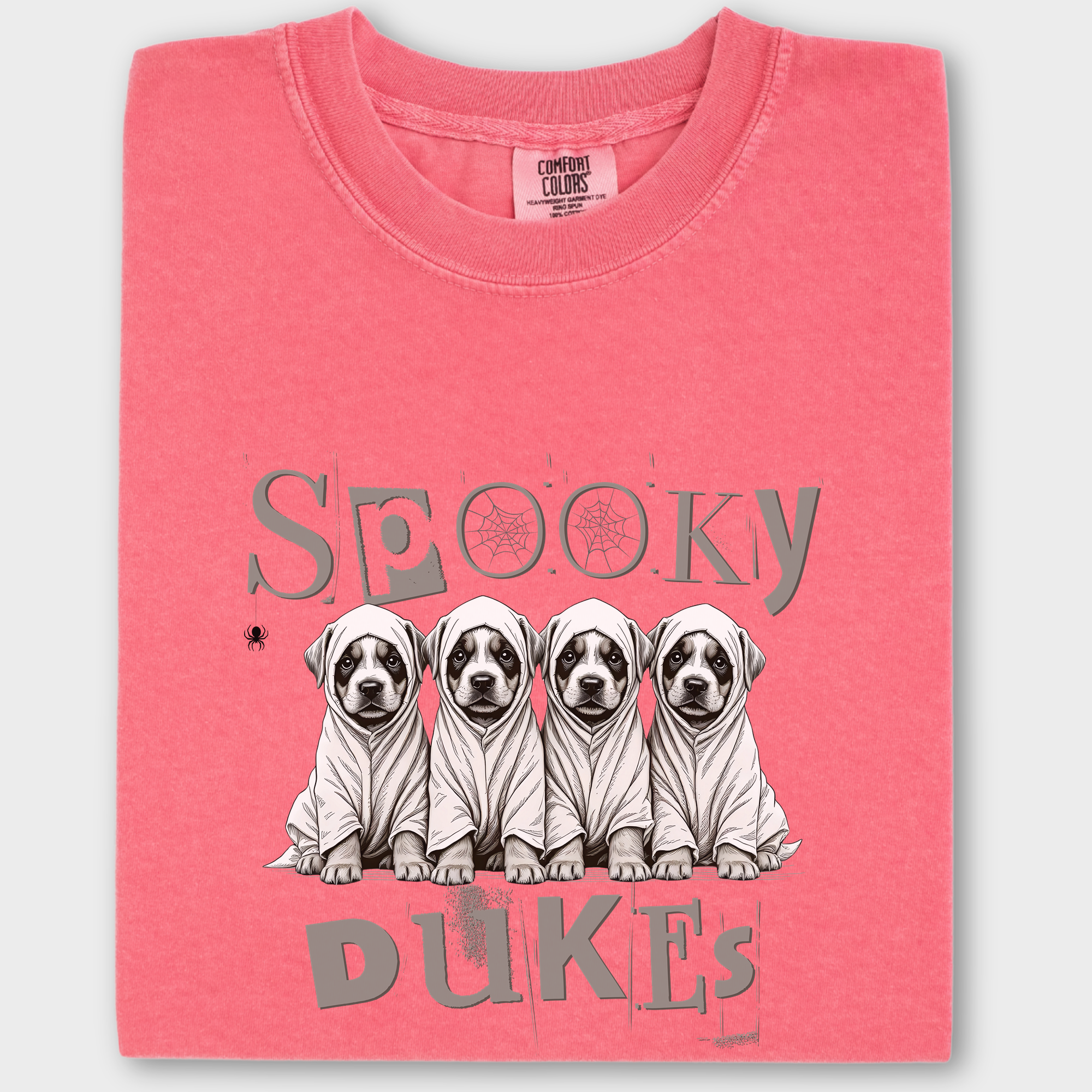 Vintage Spooky Dukes Trick-or-Treaters Dog Graphic Comfort Colors T-Shirt in Watermelon-T-Shirt-Watermelon-Fetch N Found