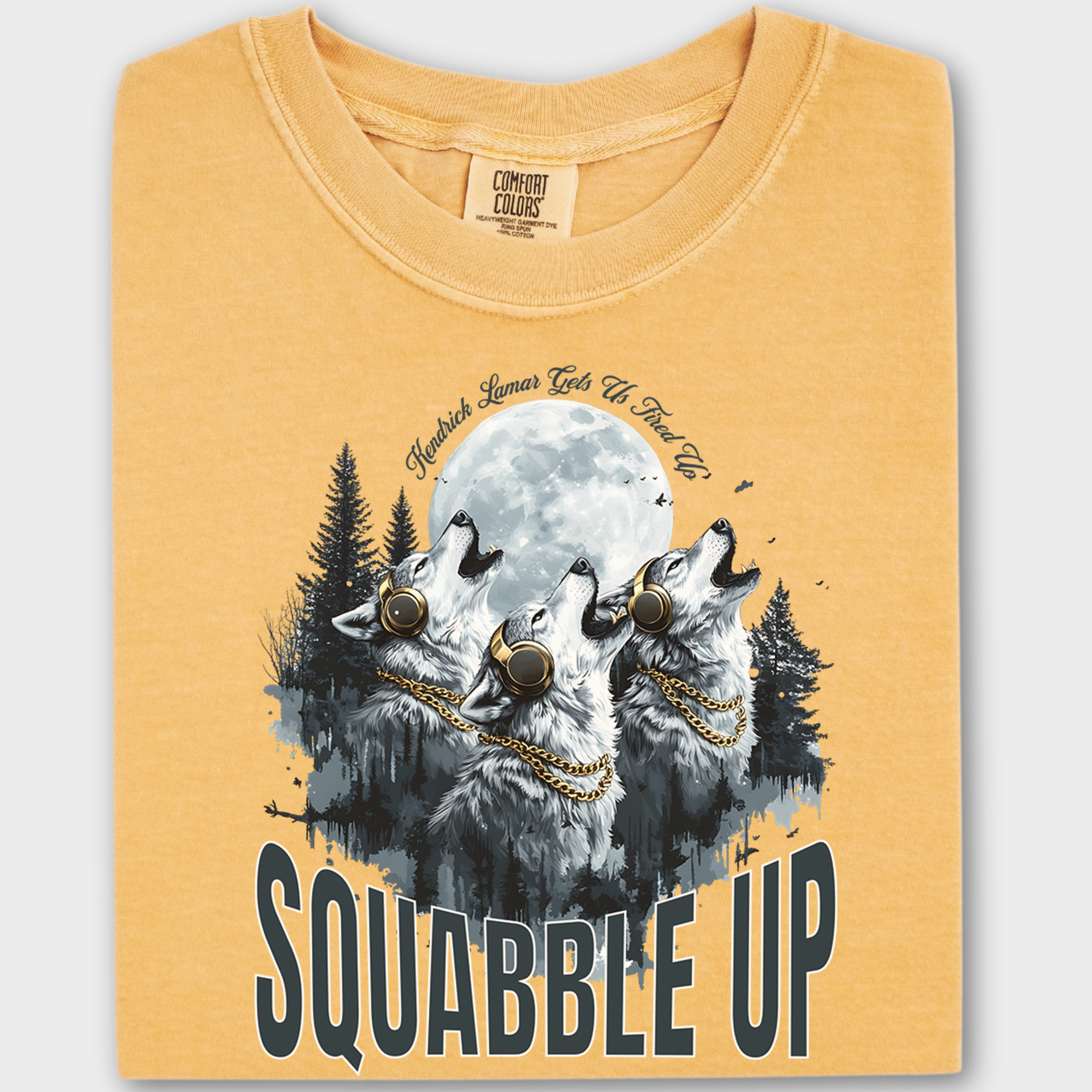 Retro Custom Squabble Up Dog Graphic T-Shirt in Mustard-Fetch N Found