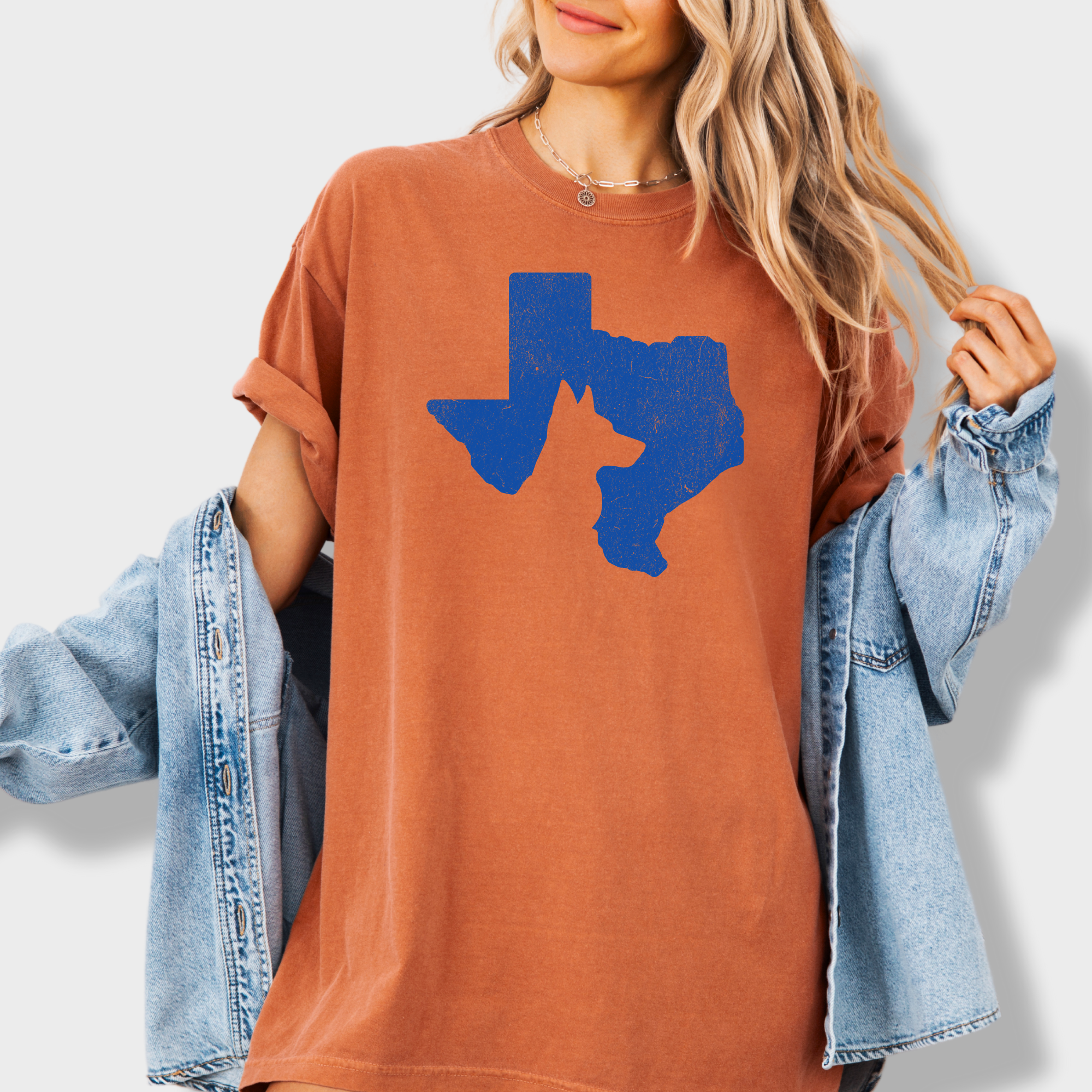 Minimalist Texas State Dog Lover Dog Graphic Comfort Colors T-Shirt in Yam-T-Shirt-Yam-Fetch N Found