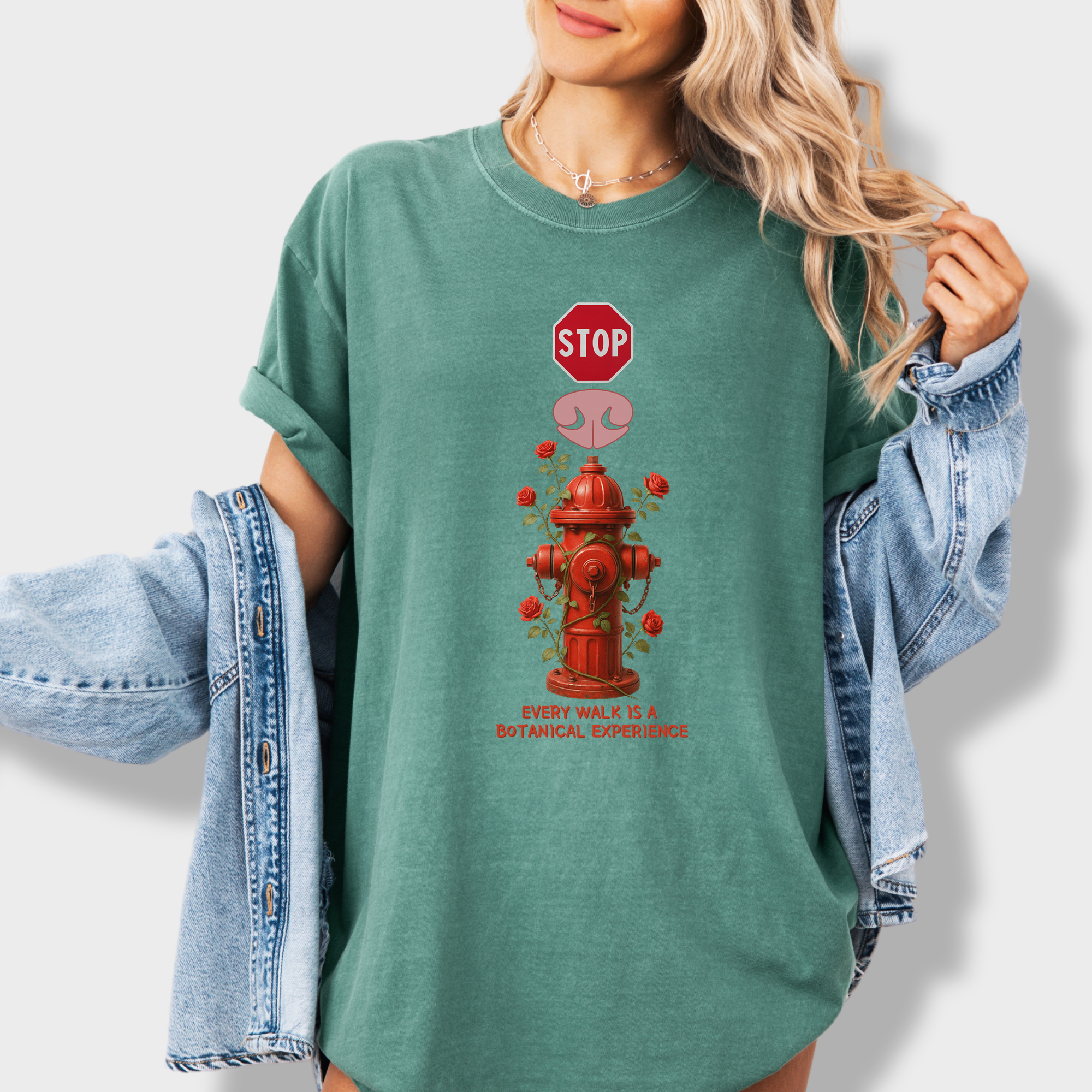 Floral Every Walk Is a Botanical Experience Dog Graphic Comfort Colors T-Shirt in Light Green-T-Shirt-Fetch N Found