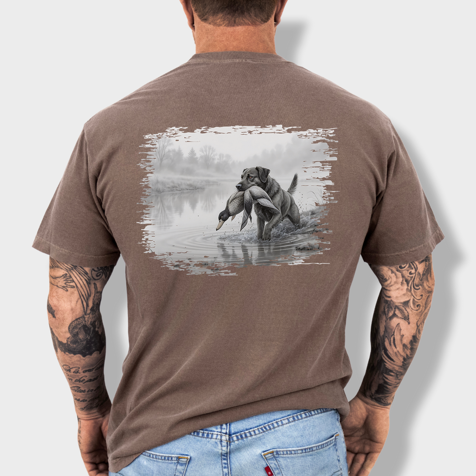 Line Art Too Long Didnt Read TLDR Dog Plus Duck Dog Graphic Comfort Colors T-Shirt in Espresso-T-Shirt-Espresso-Fetch N Found