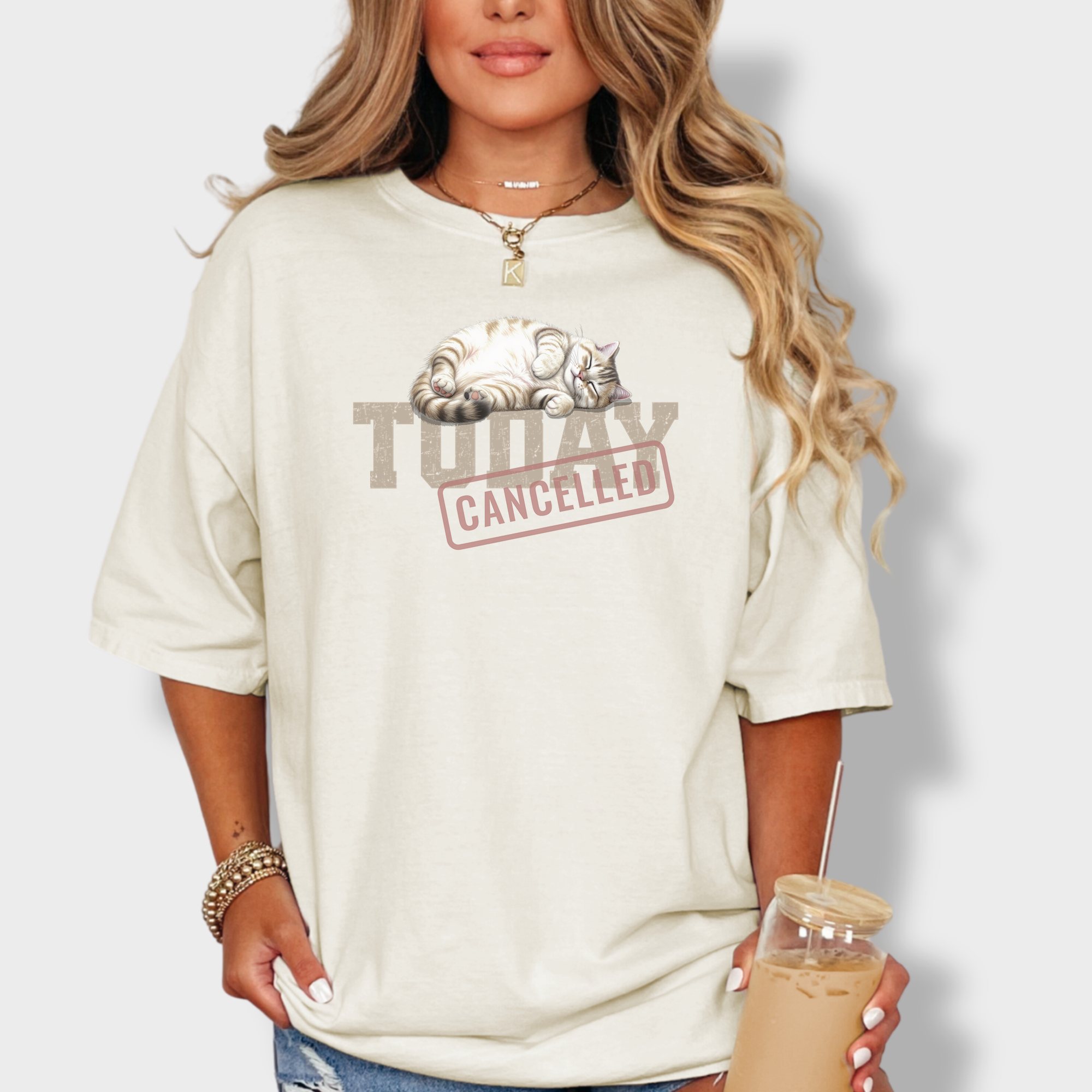 Line Art Today is Cancelled Cat Graphic Comfort Colors T-Shirt in Ivory-T-Shirt-Ivory-Fetch N Found