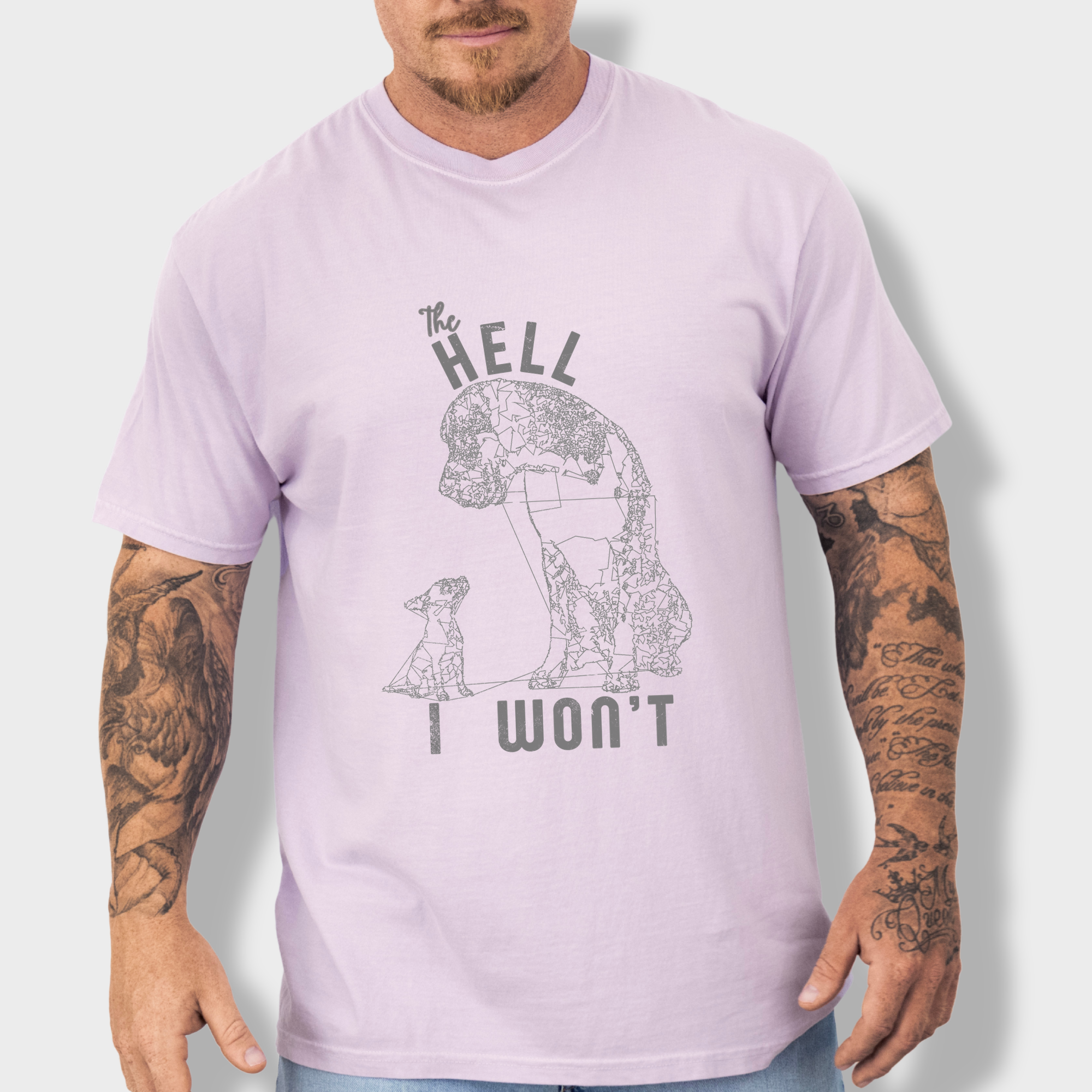 Western The Hell I Won't Dog Edition Dog Line Art Comfort Colors T-Shirt in Orchid-Fetch N Found