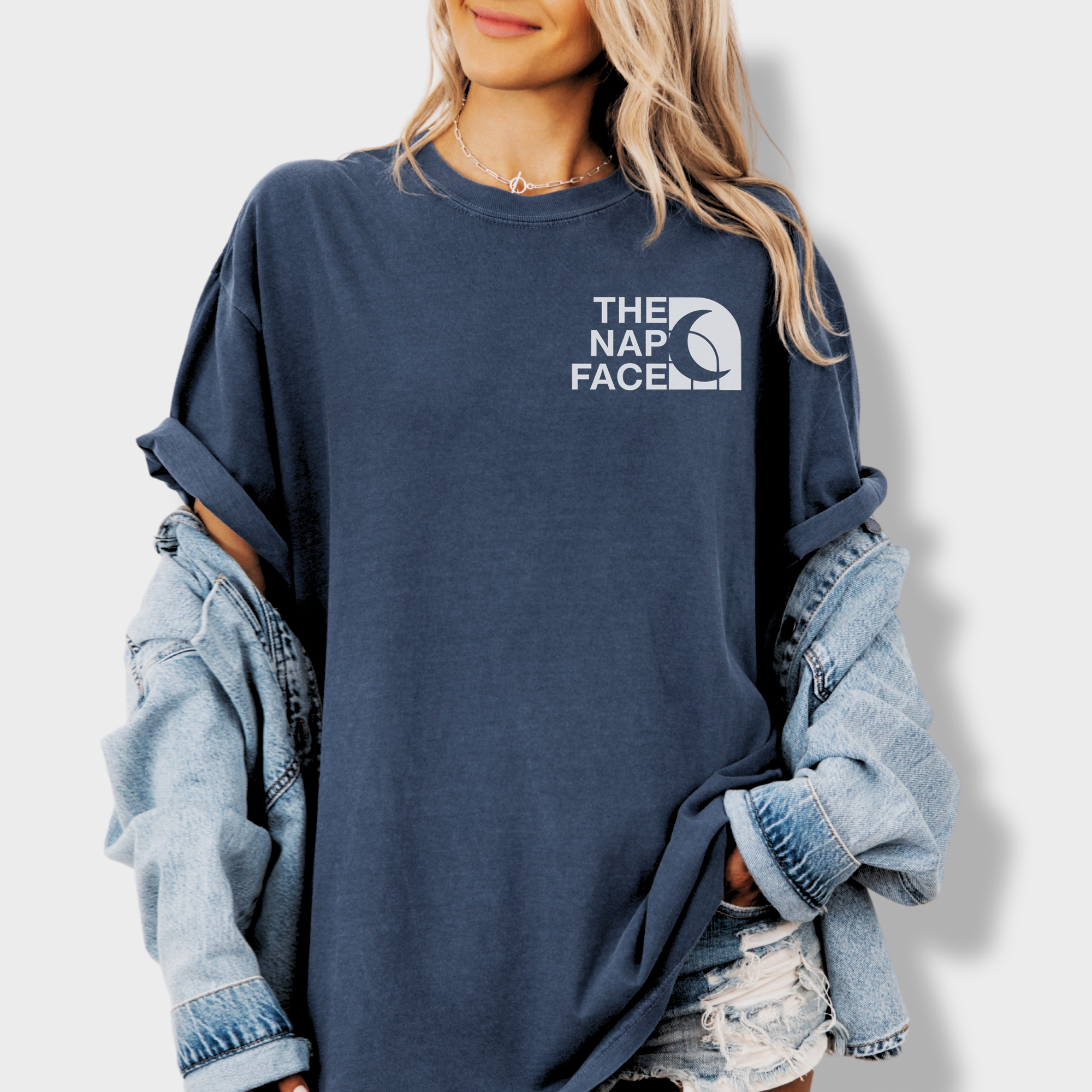 Modern The Nap Face Pet Text Comfort Colors T-Shirt in Denim-Fetch N Found