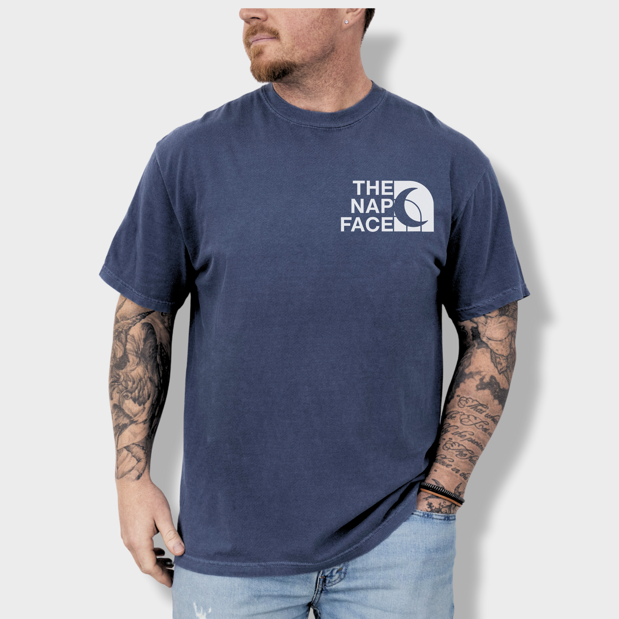 Modern The Nap Face Pet Text Comfort Colors T-Shirt in Denim-Fetch N Found