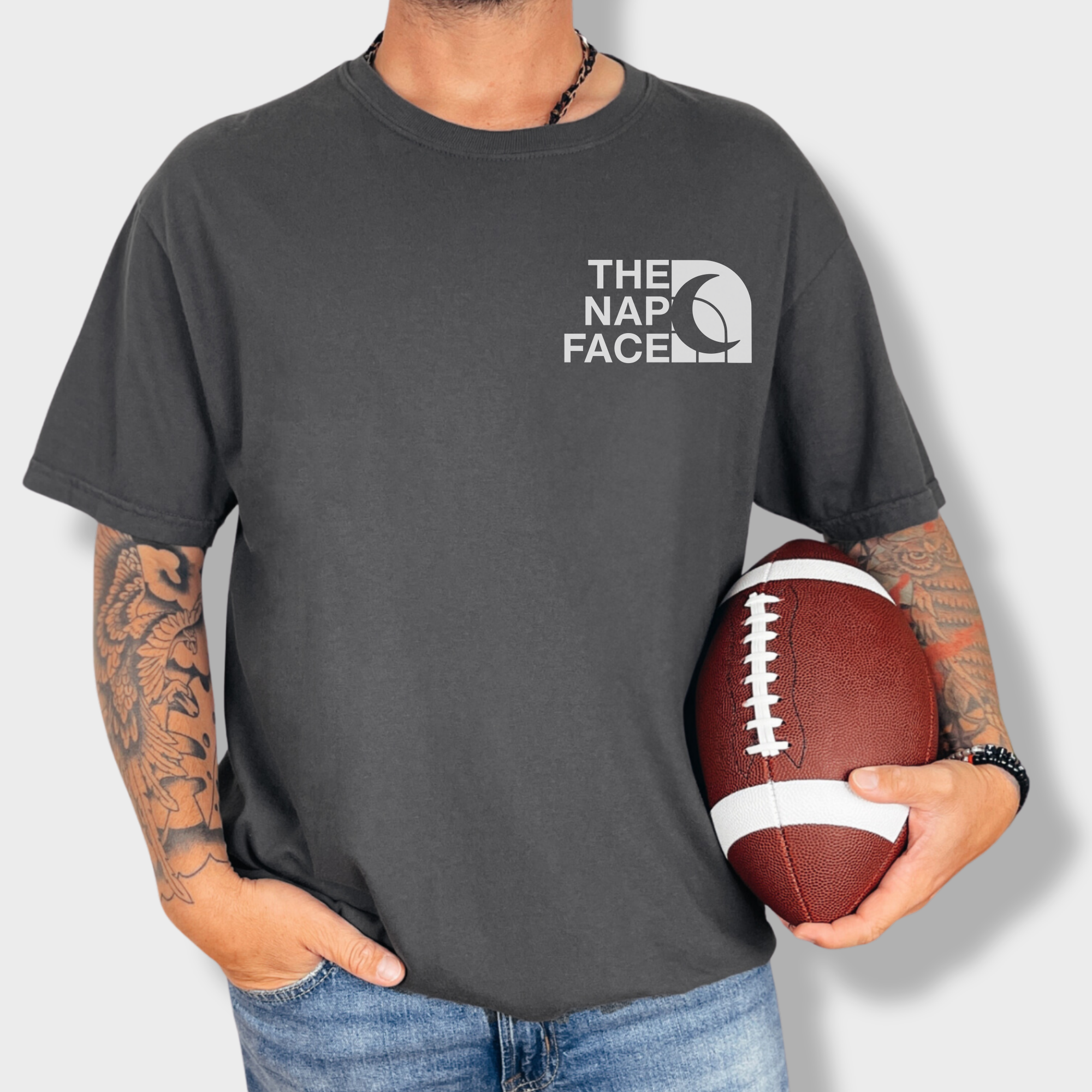 Modern The Nap Face Pet Text Comfort Colors T-Shirt in Graphite-Fetch N Found